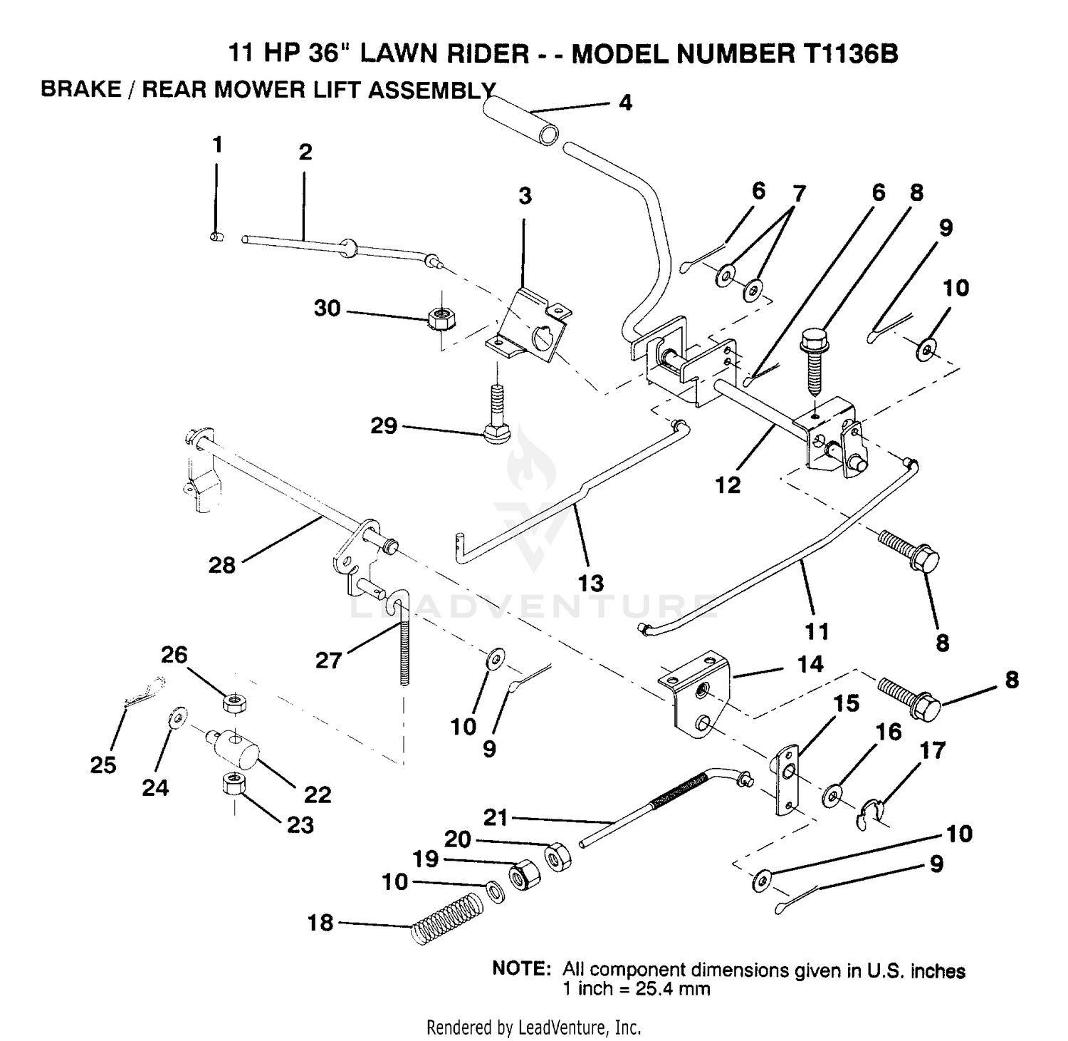 BRAKE AND REAR MOWER LIFT