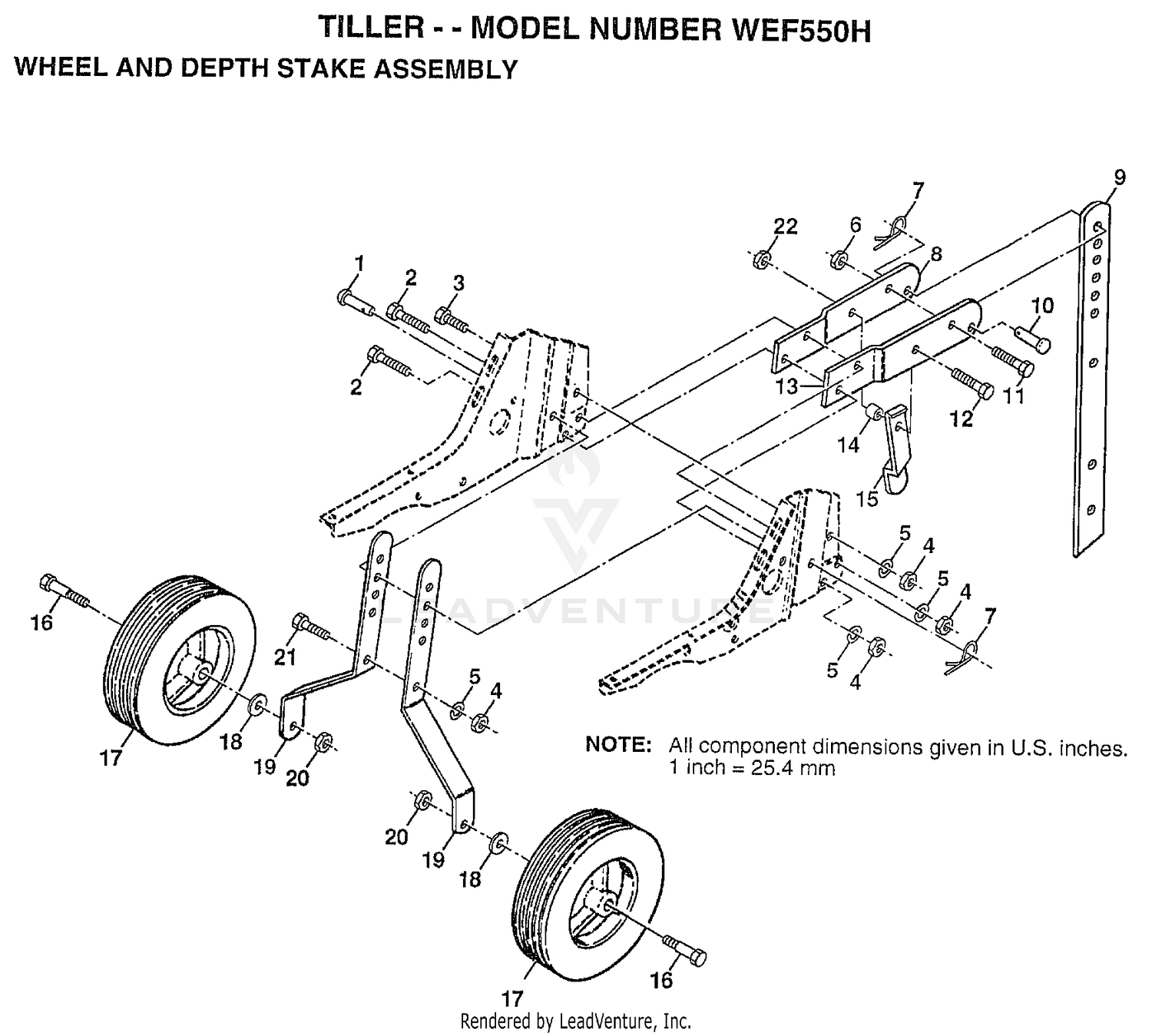 WHEEL AND DEPTH STAKE ASSEMBLY