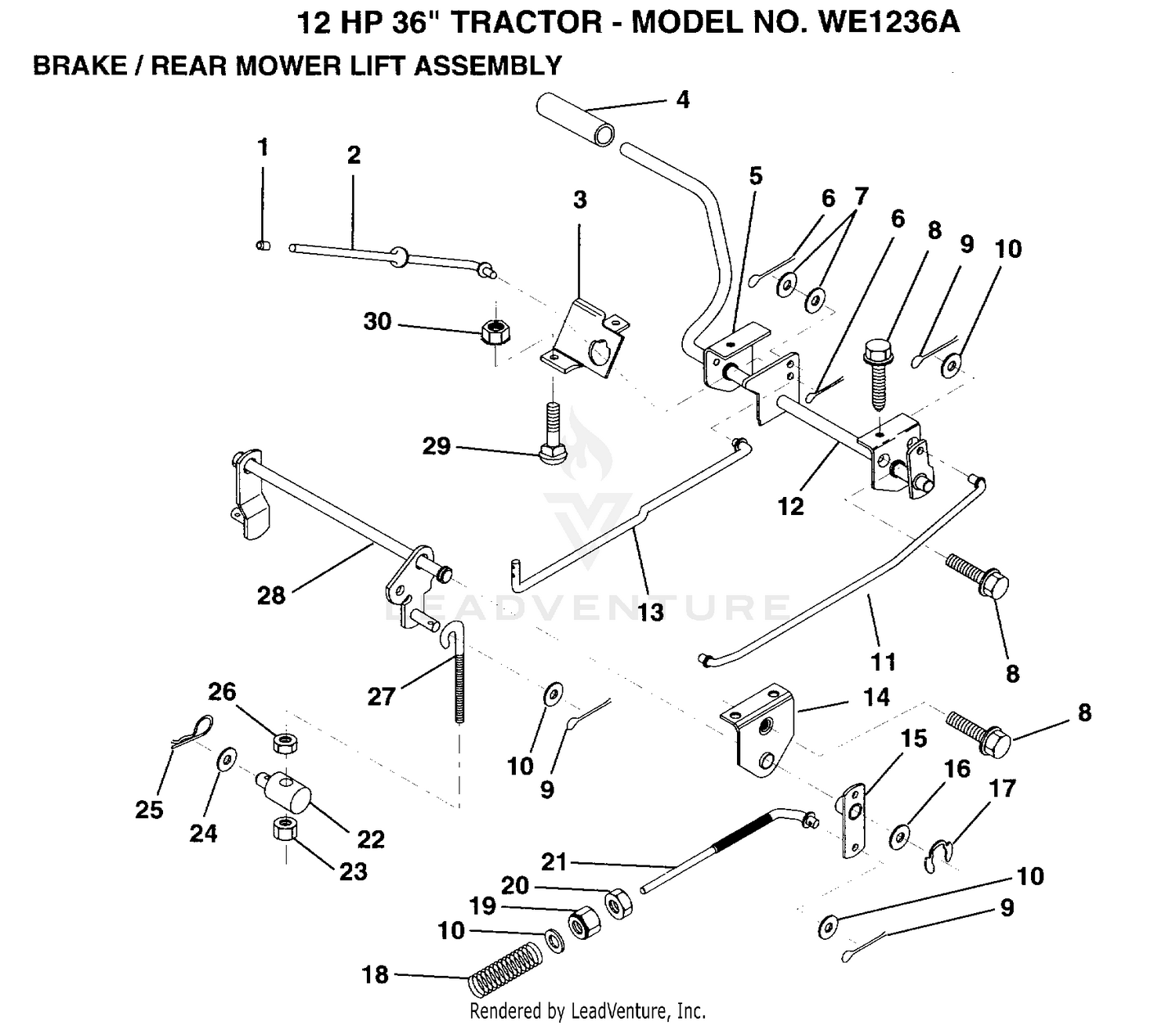 BRAKE AND REAR MOWER LIFT