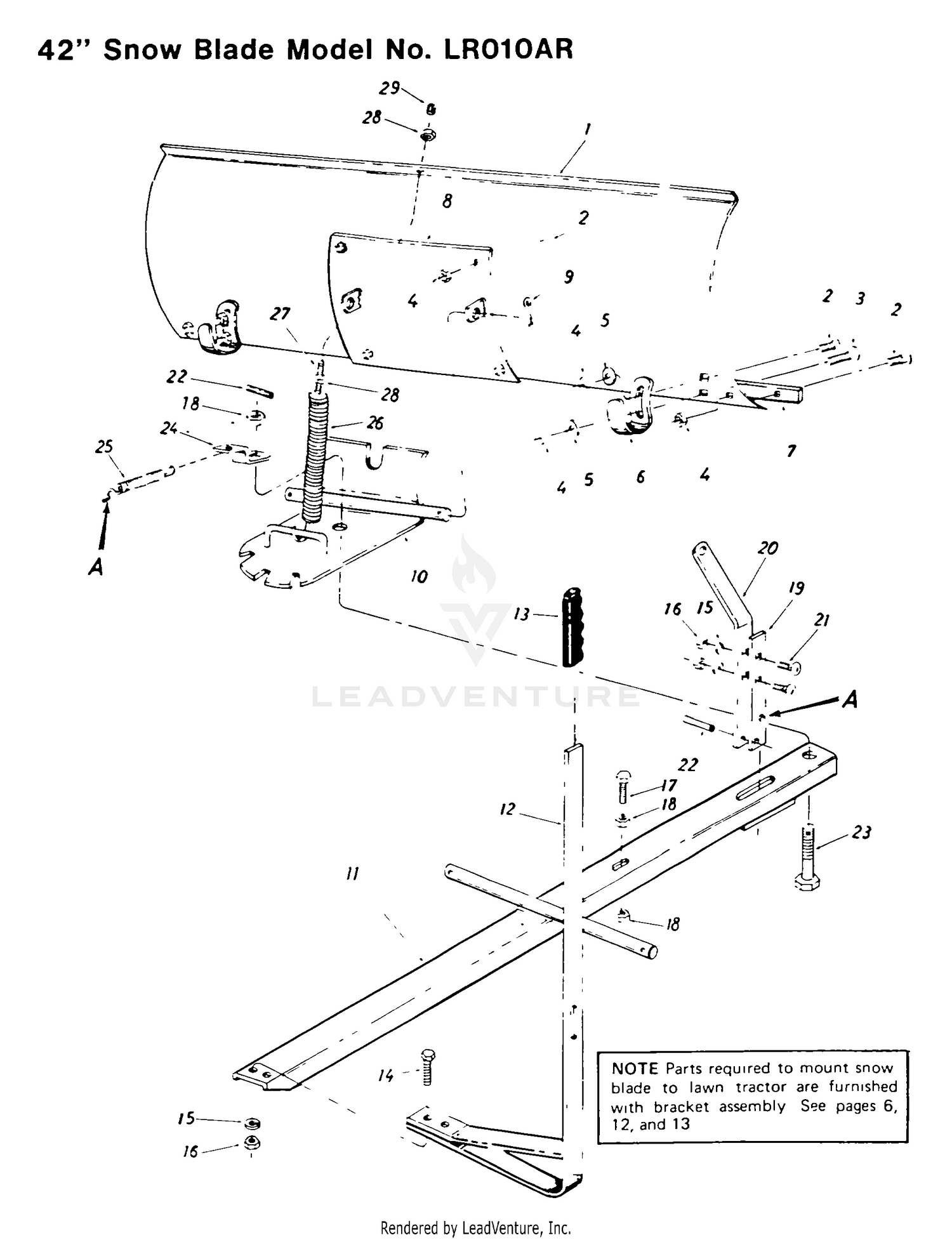 42" SNOW BLADE, MODEL LR010AR