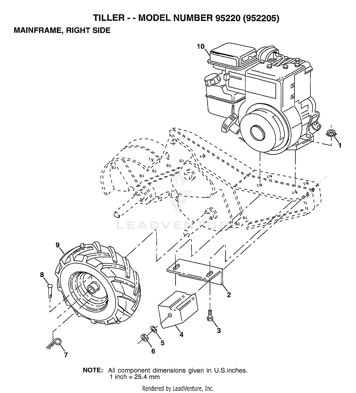 TILLER-MAINFRAME RIGHT SIDE
