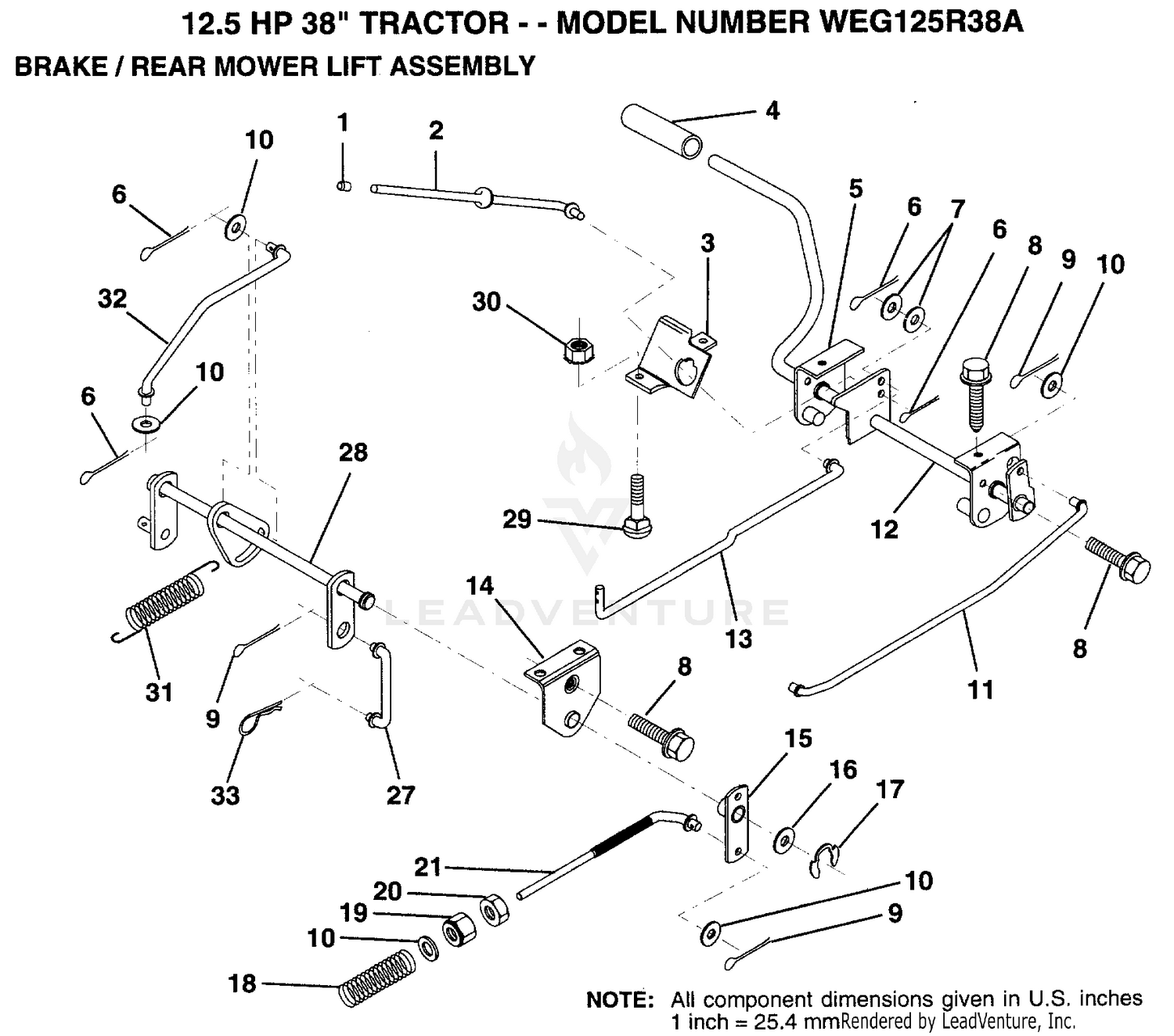 BRAKE AND REAR MOWER LIFT