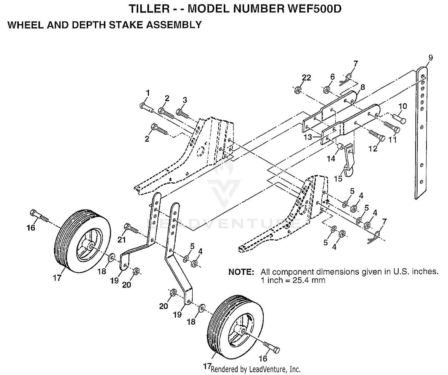 WHEEL AND DEPTH STAKE ASSEMBLY