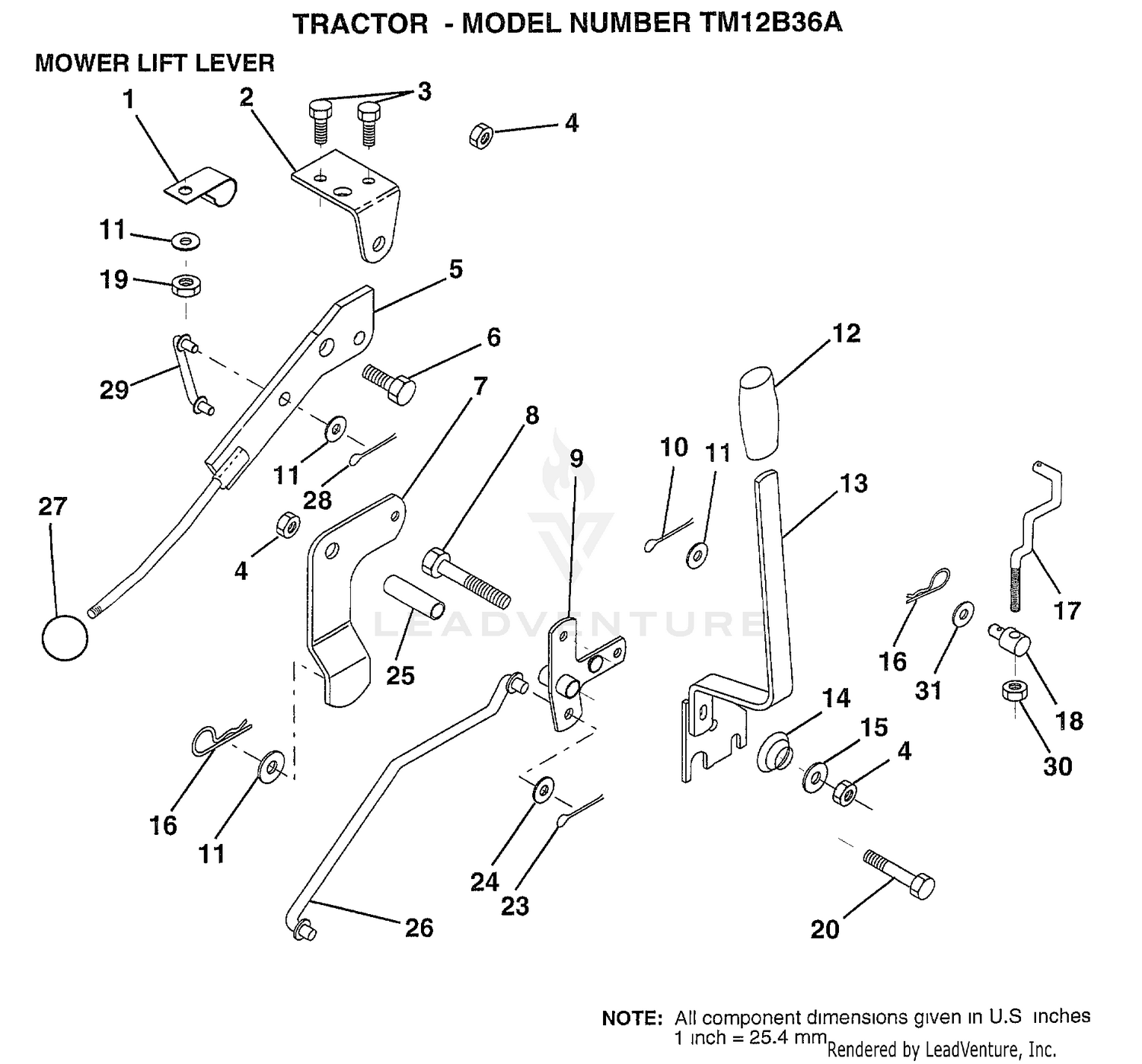 MOWER LIFT LEVER