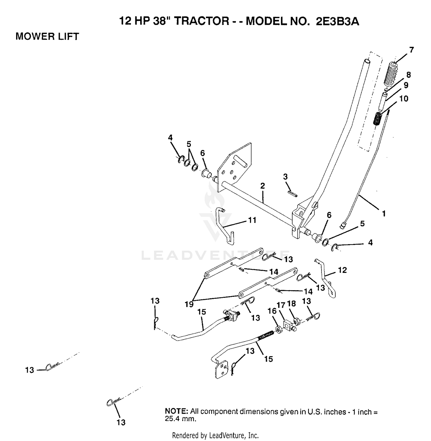 12HP 38" TRACTOR MOWER LIFT