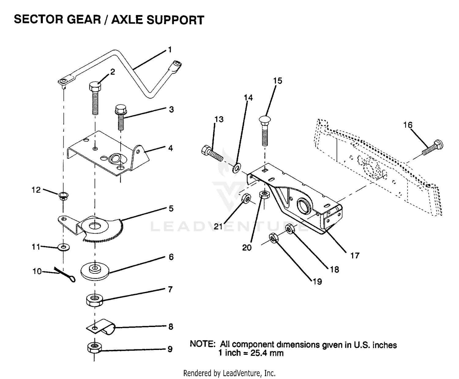 SECTOR GEAR/AXLE SUPPORT