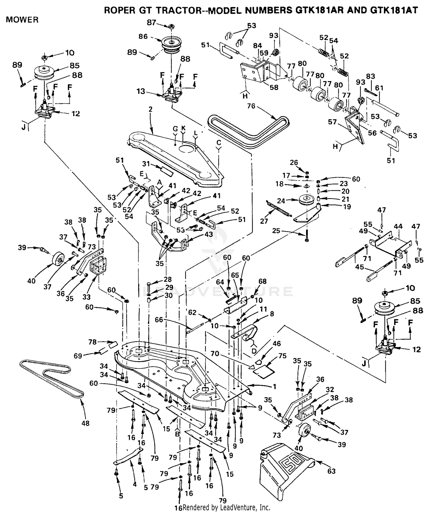 MOWER, BELT AND BLADES