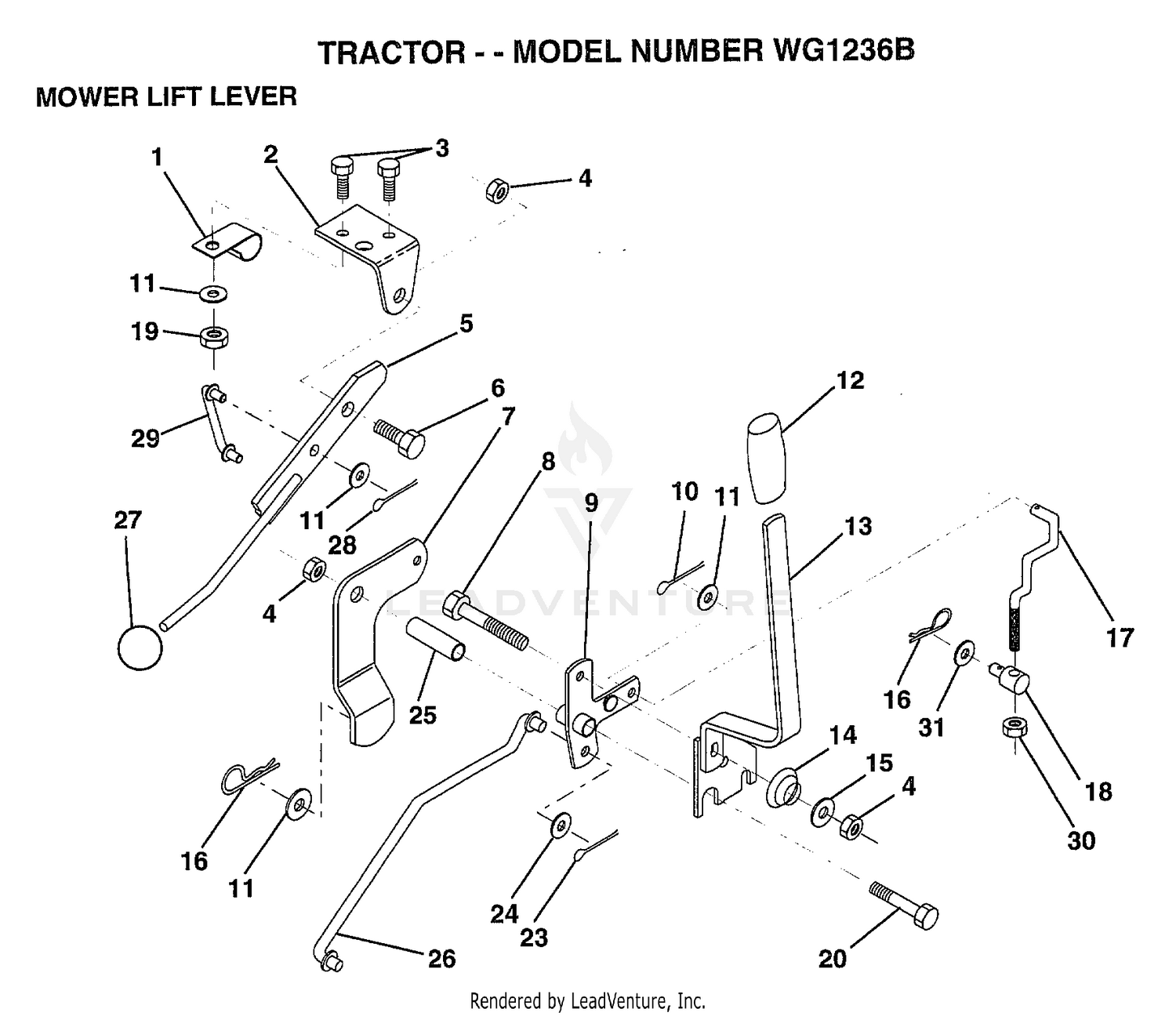 TRACTOR-MOWER LIFT LEVER