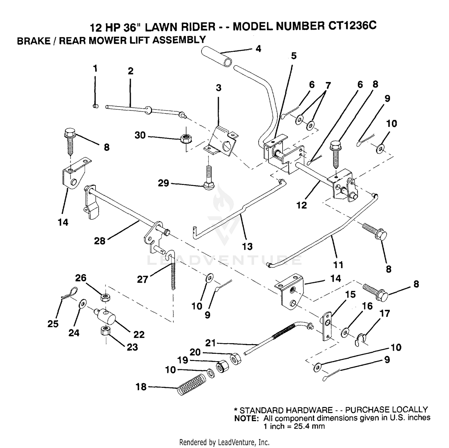 BRAKE/REAR MOWER LIFT