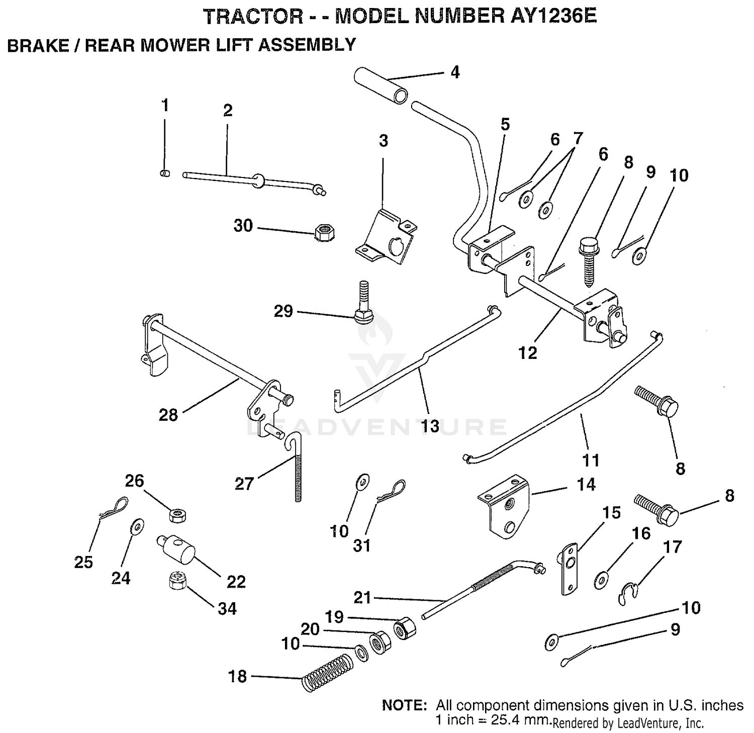BRAKE/REAR MOWER LIFT