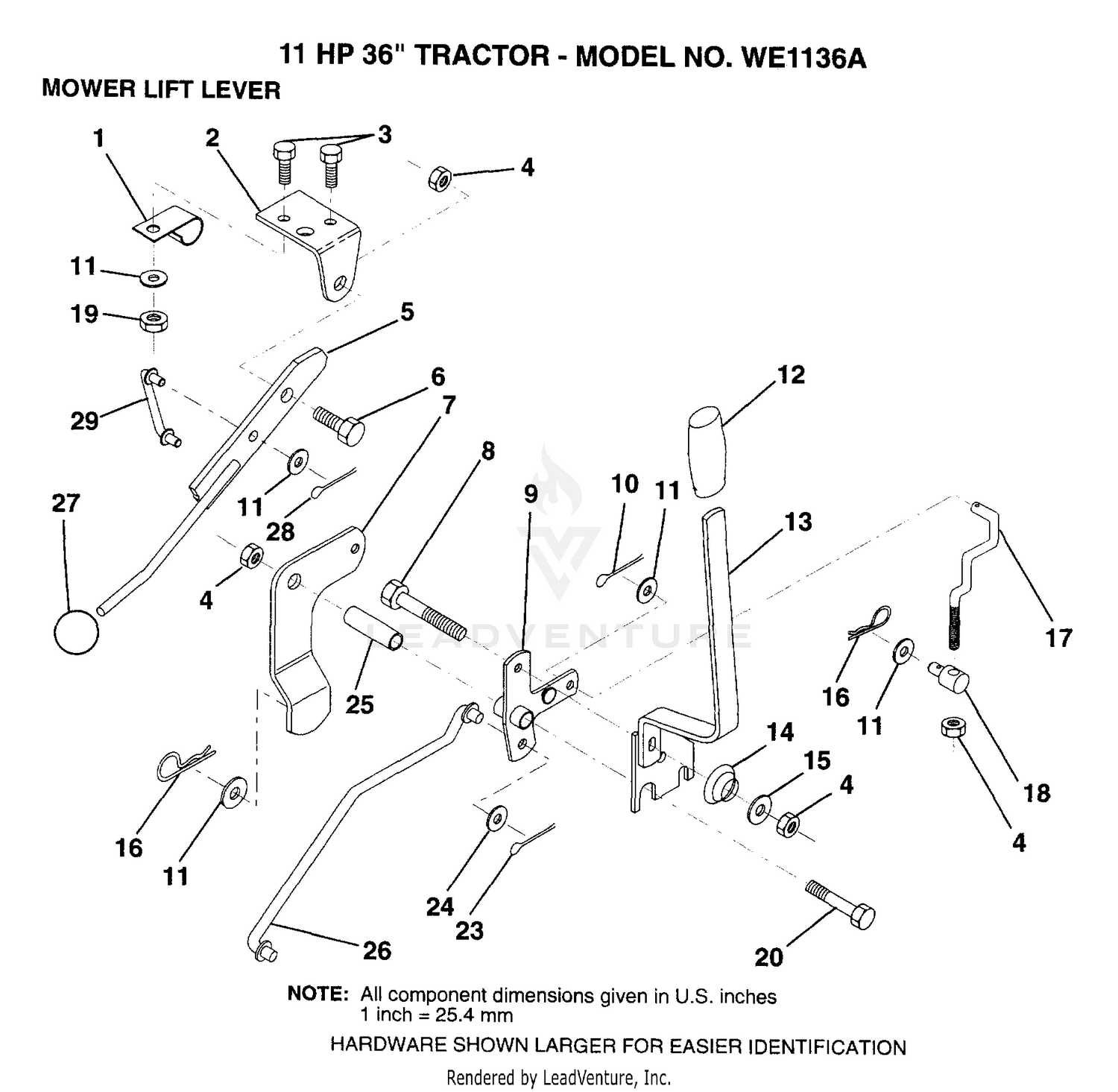 MOWER LIFT LEVER