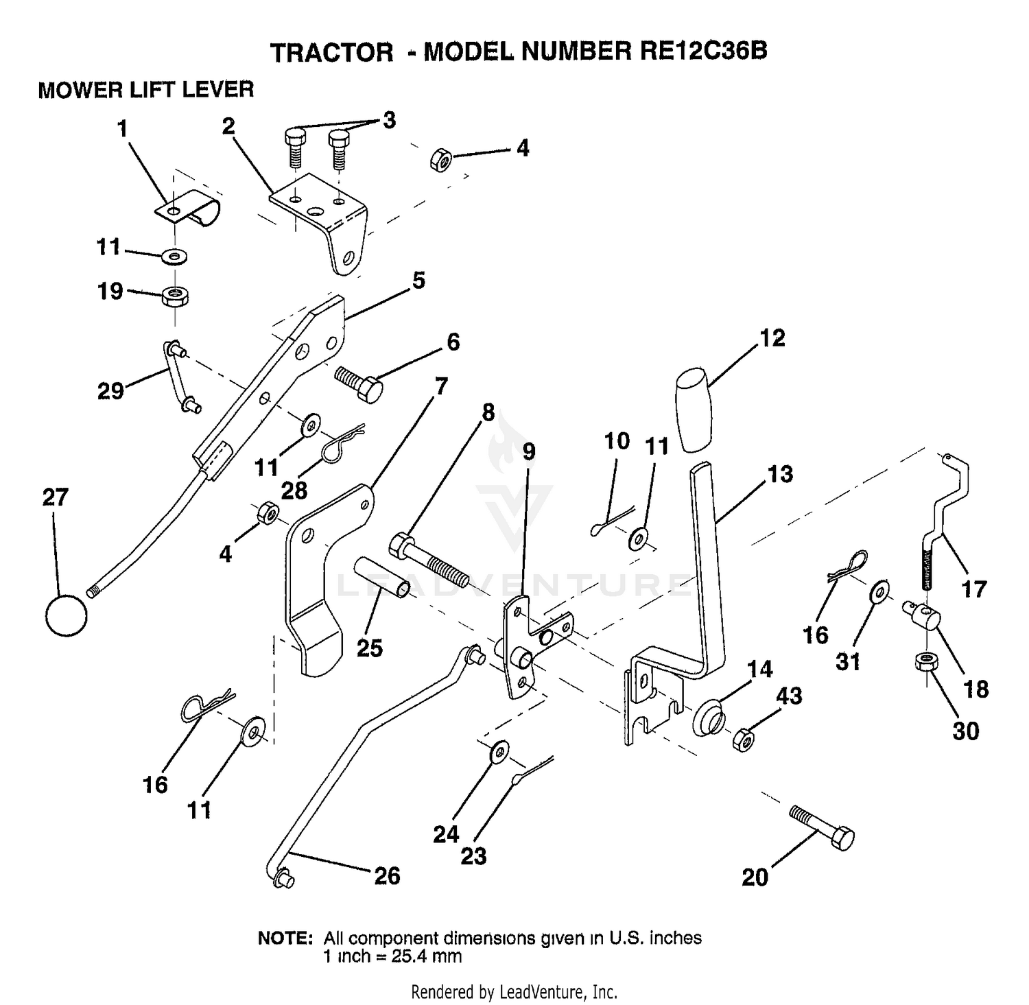 MOWER LIFT LEVER