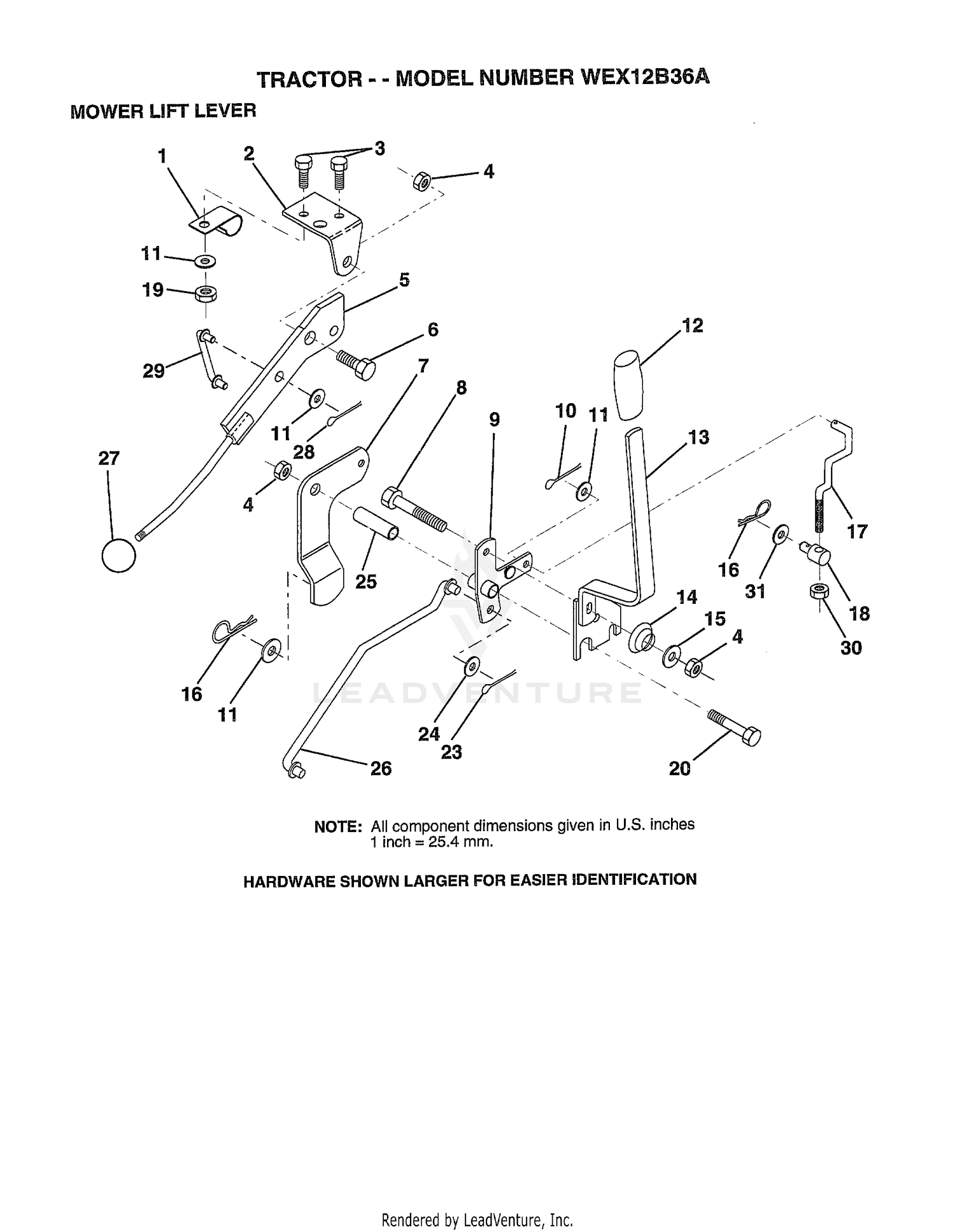 MOWER LIFT LEVER