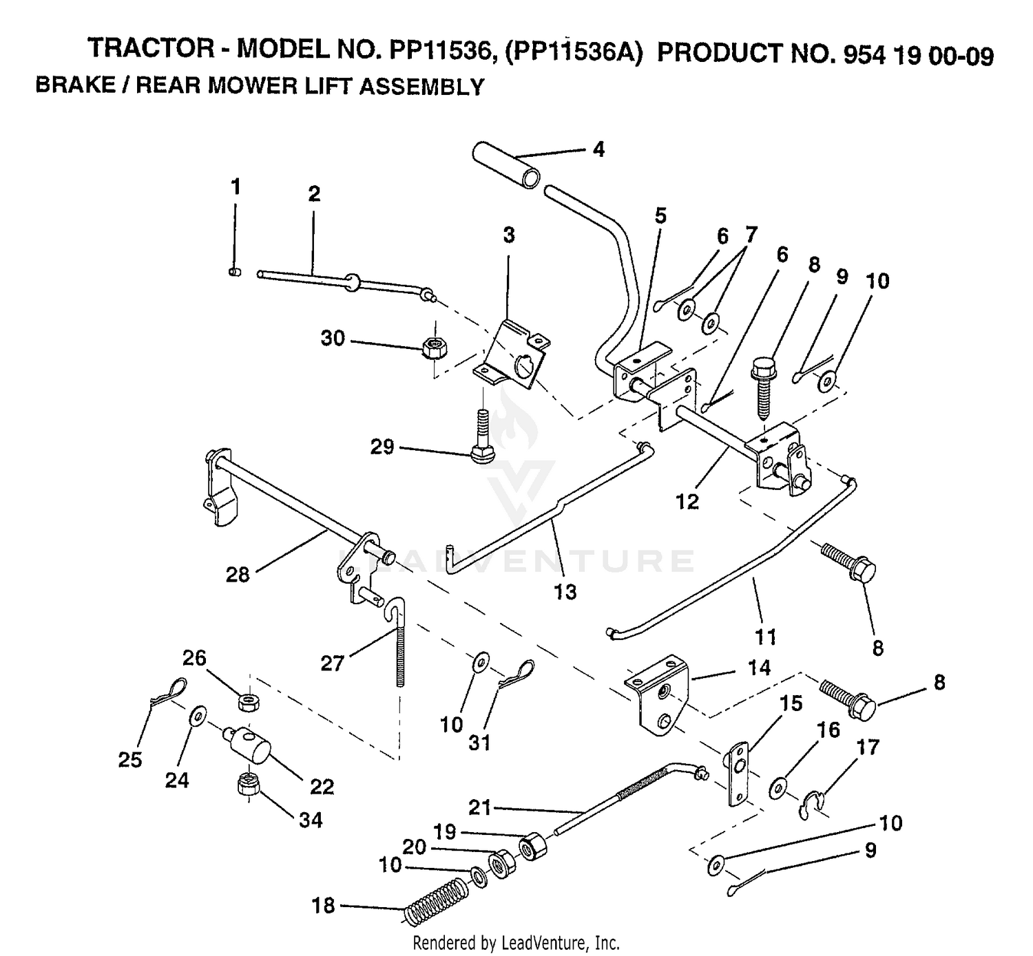 BRAKE/REAR MOWER LIFT ASSEMBLY