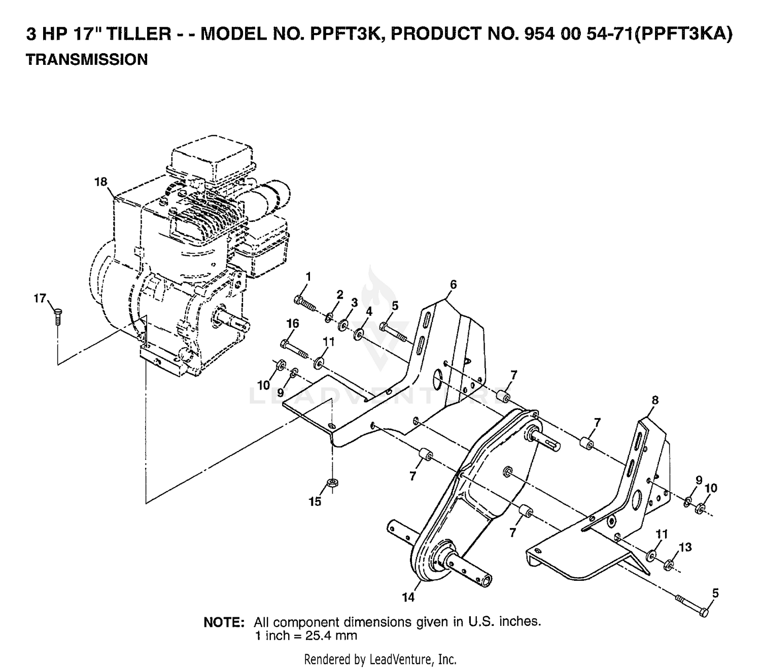 3 HP 17" TILLER TRANSMISSION