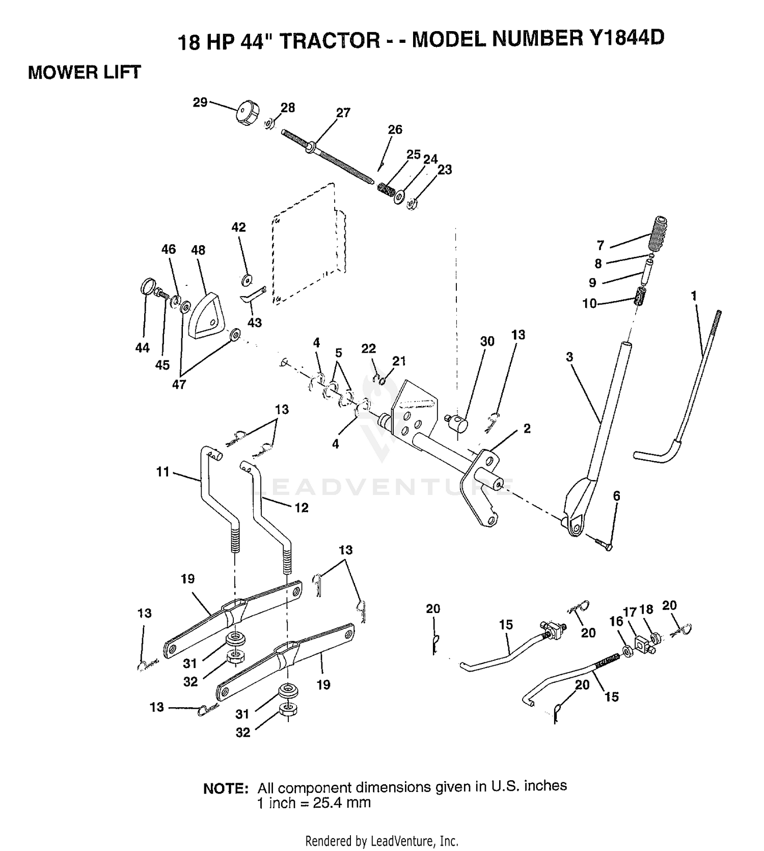 18HP 44" TRACTOR-MOWER LIFT