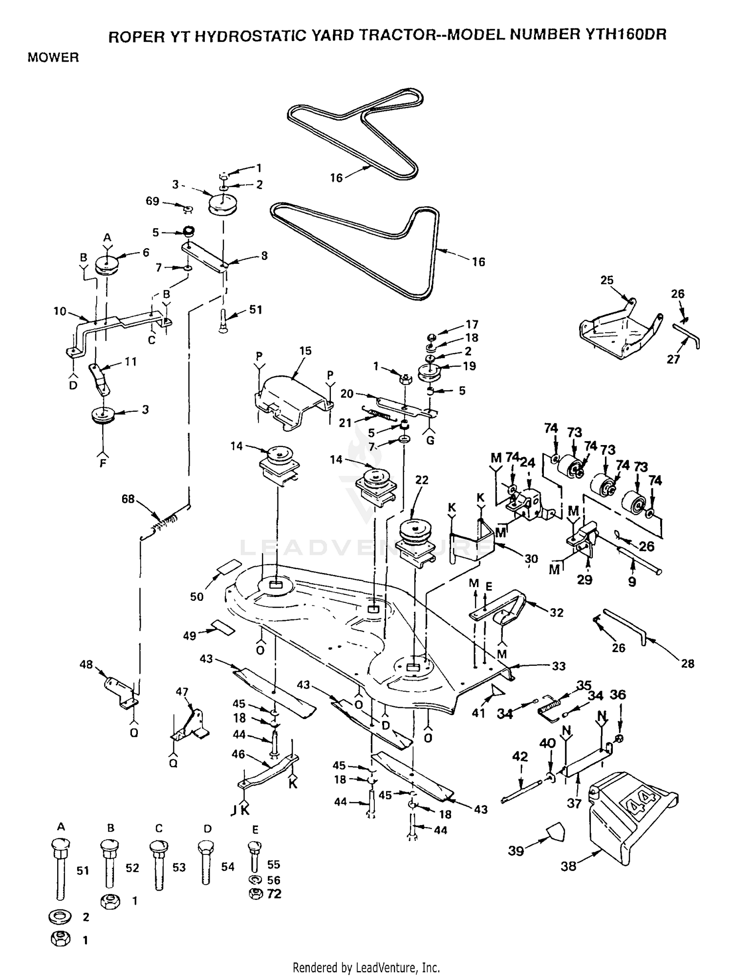 MOWER DECK, BELTS, BLADES