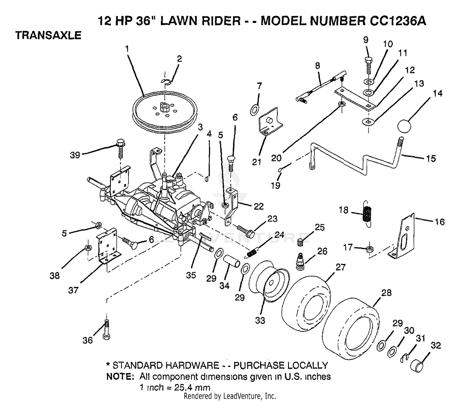 12HP 36" LAWN RIDER/TRANSAXLE