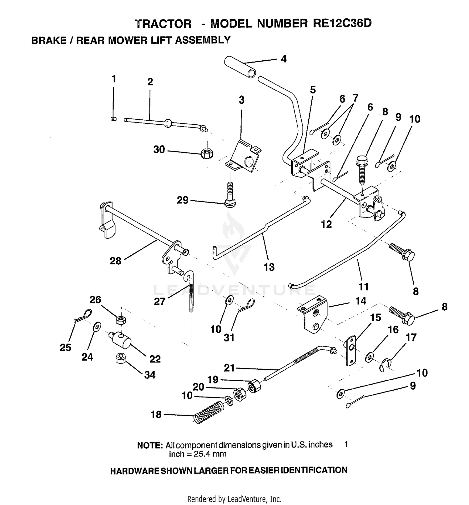 BRAKE/REAR MOWER LIFT