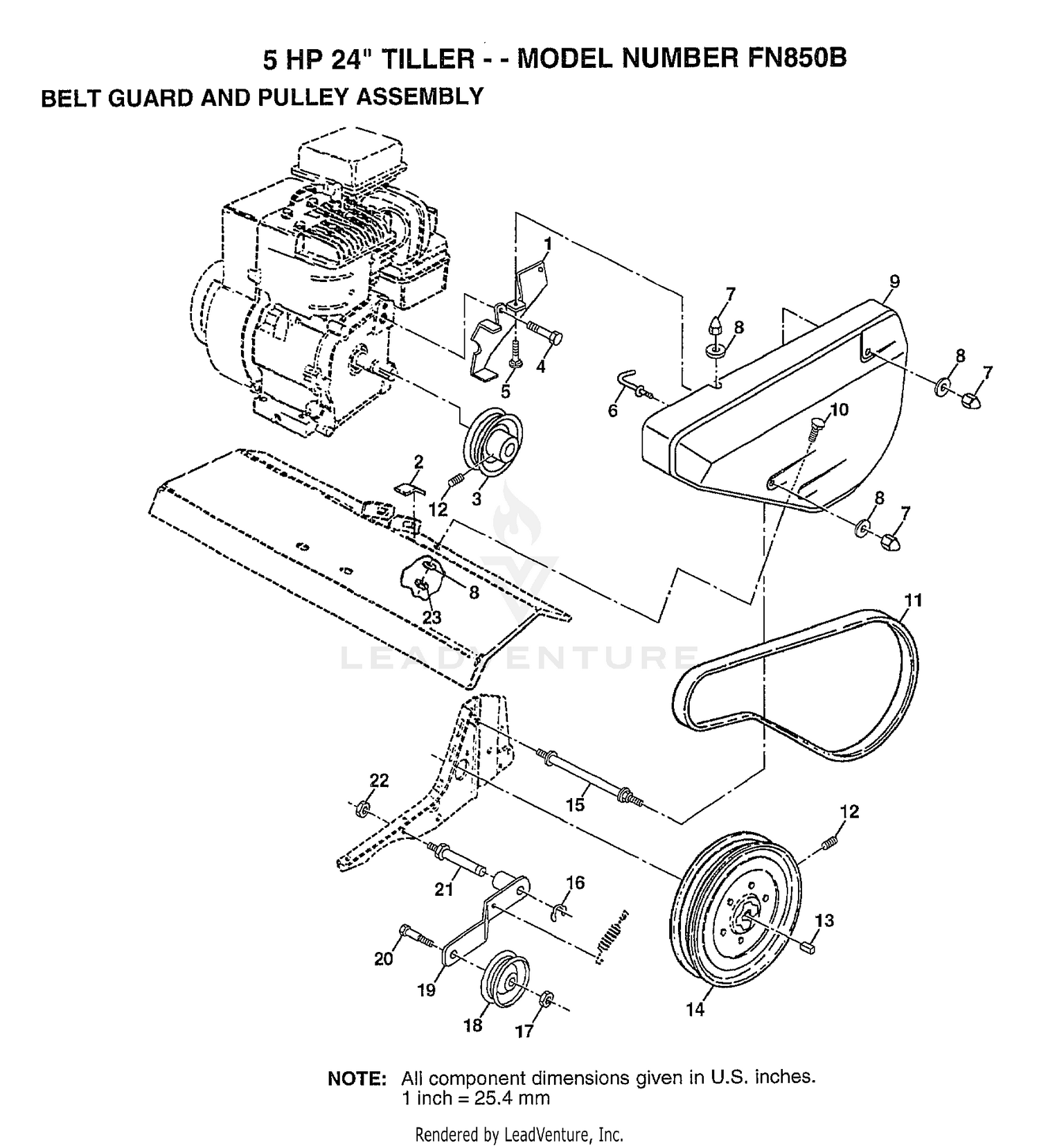 5HP 24" TILLER-BELT GUARD AND PULLEY