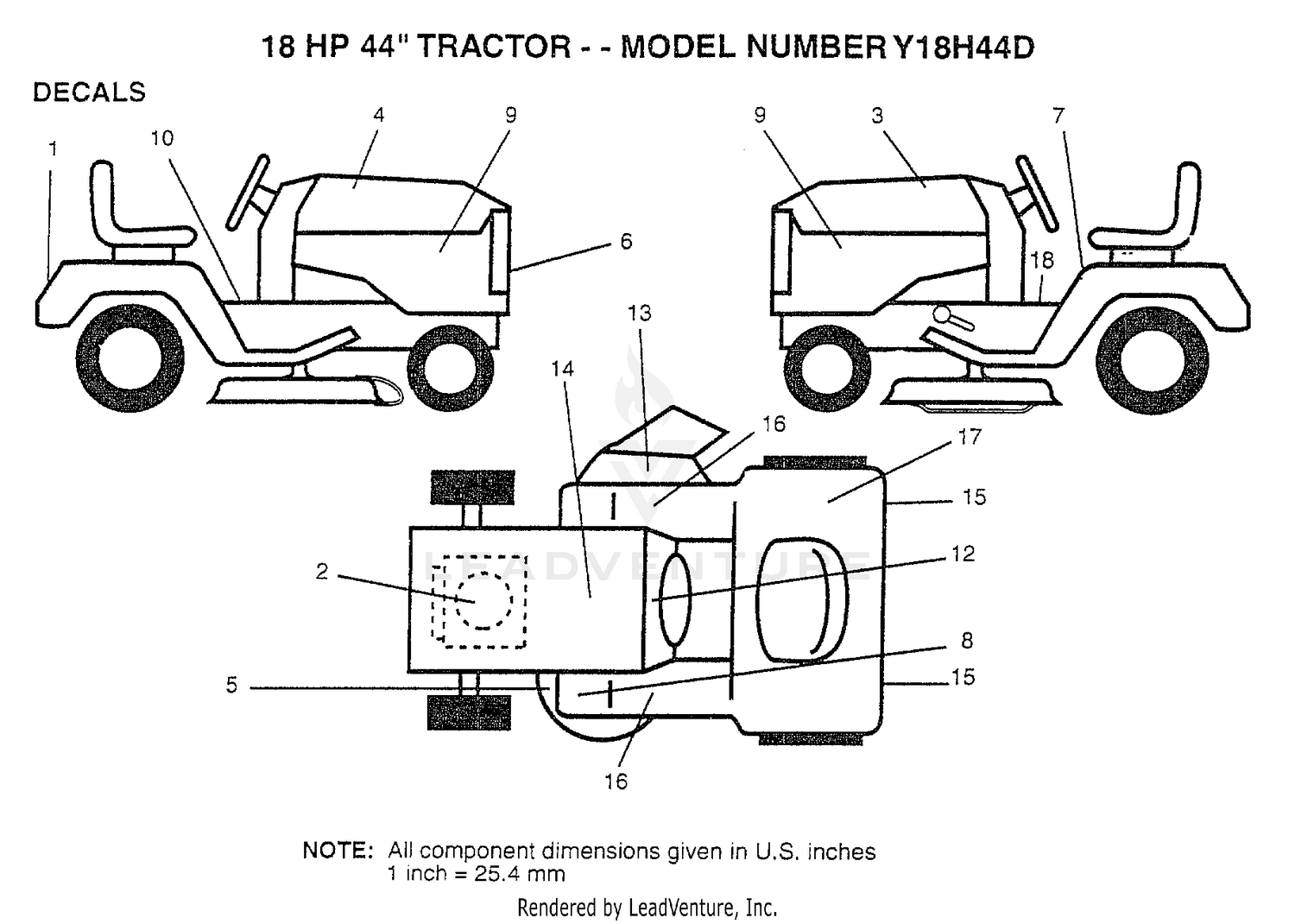 18HP 44"/DECALS