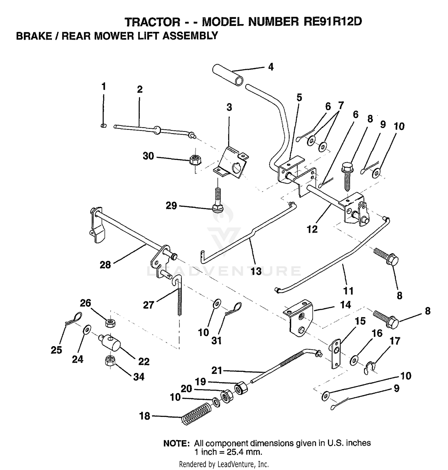 BRAKE/REAR MOWER LIFT