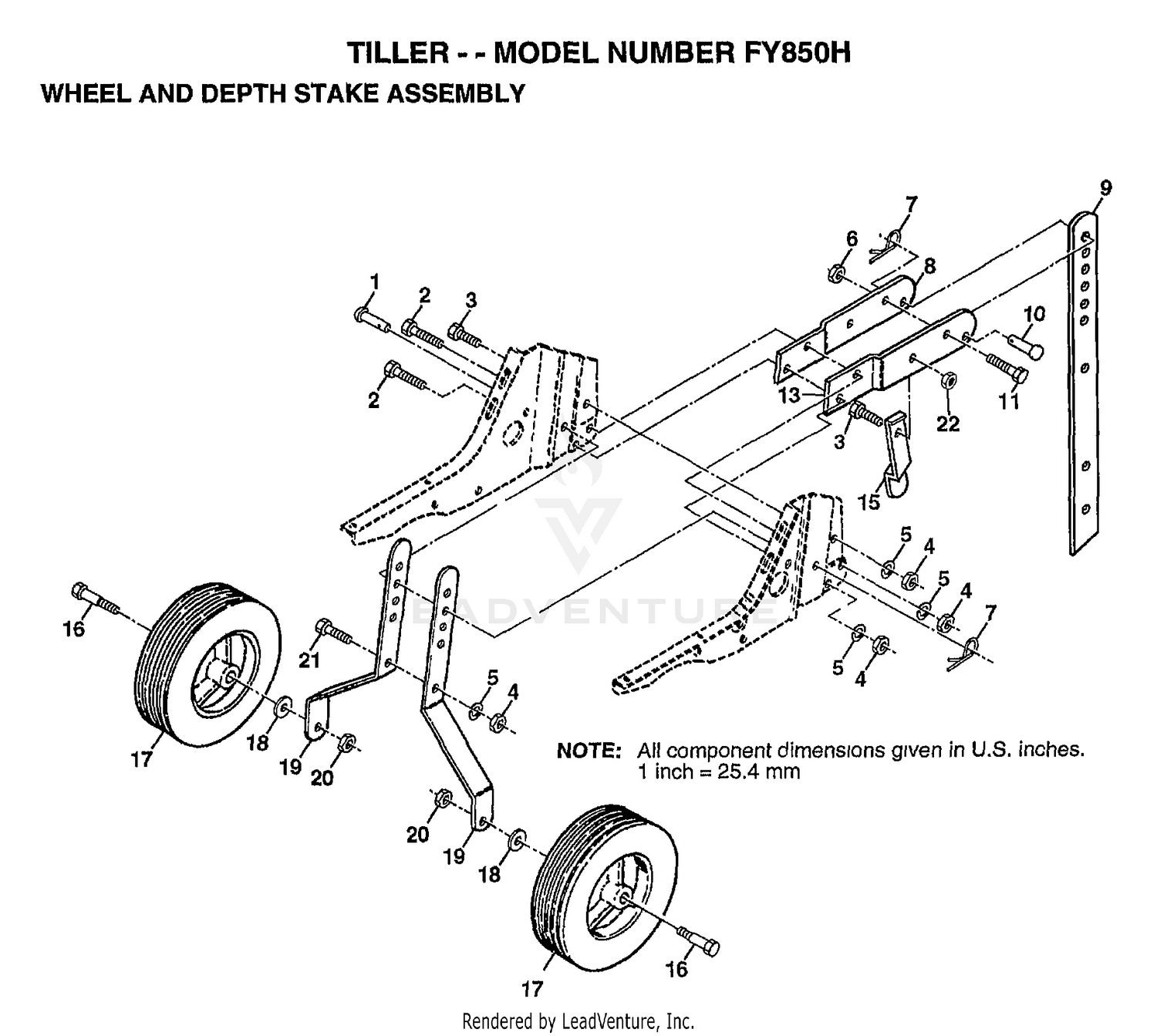 WHEEL AND DEPTH STAKE ASSEMBLY