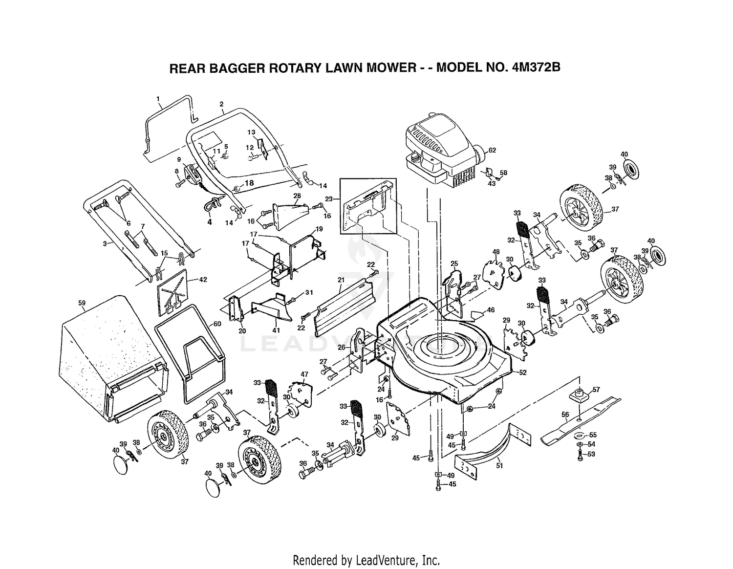 REAR BAGGER ROTARY LAWN MOWER