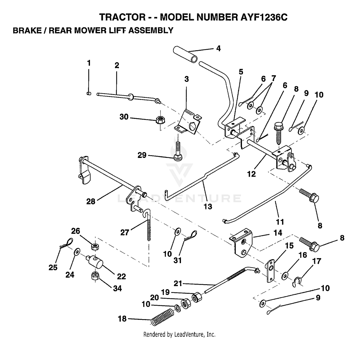 BRAKE/REAR MOWER LIFT ASSEMBLY