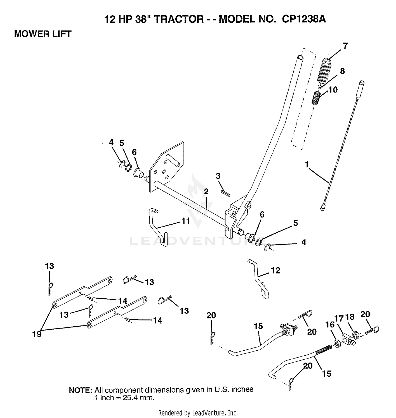 12HP 38" TRACTOR-MOWER LIFT