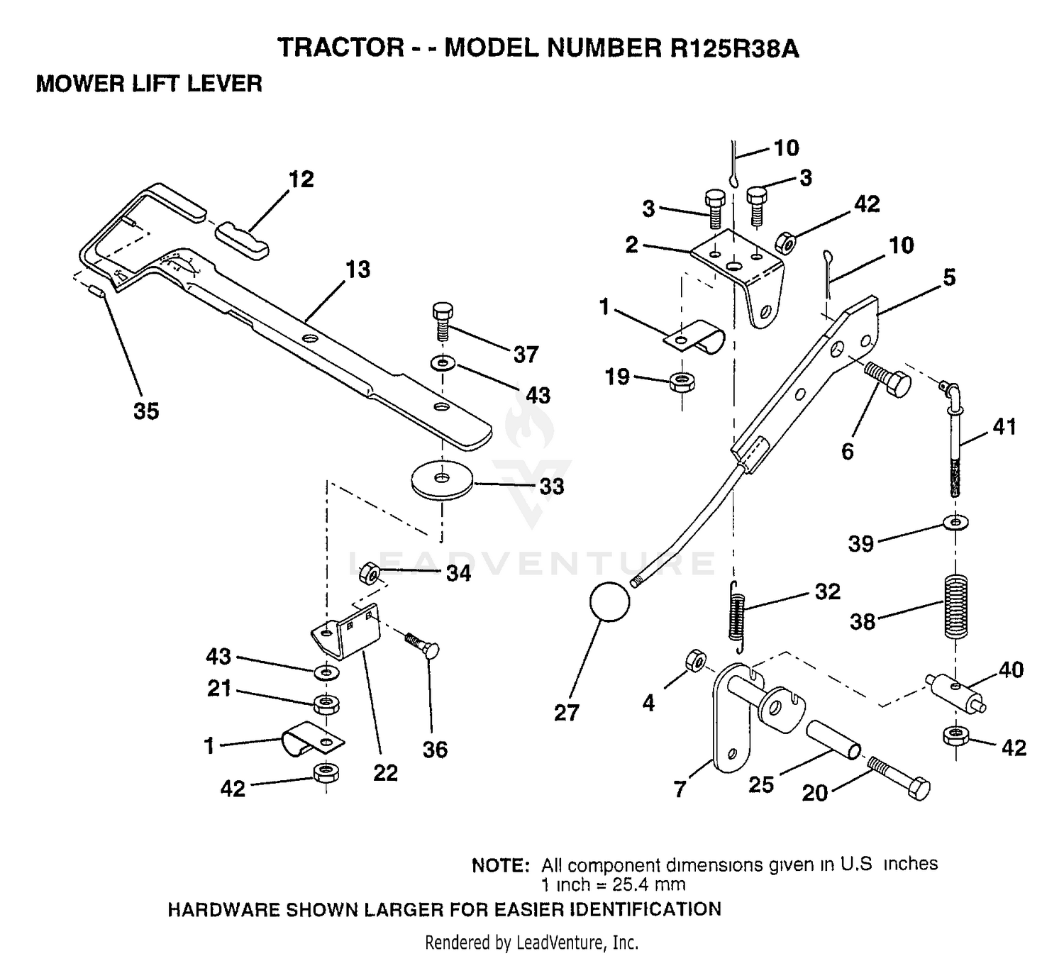 MOWER LIFT LEVER