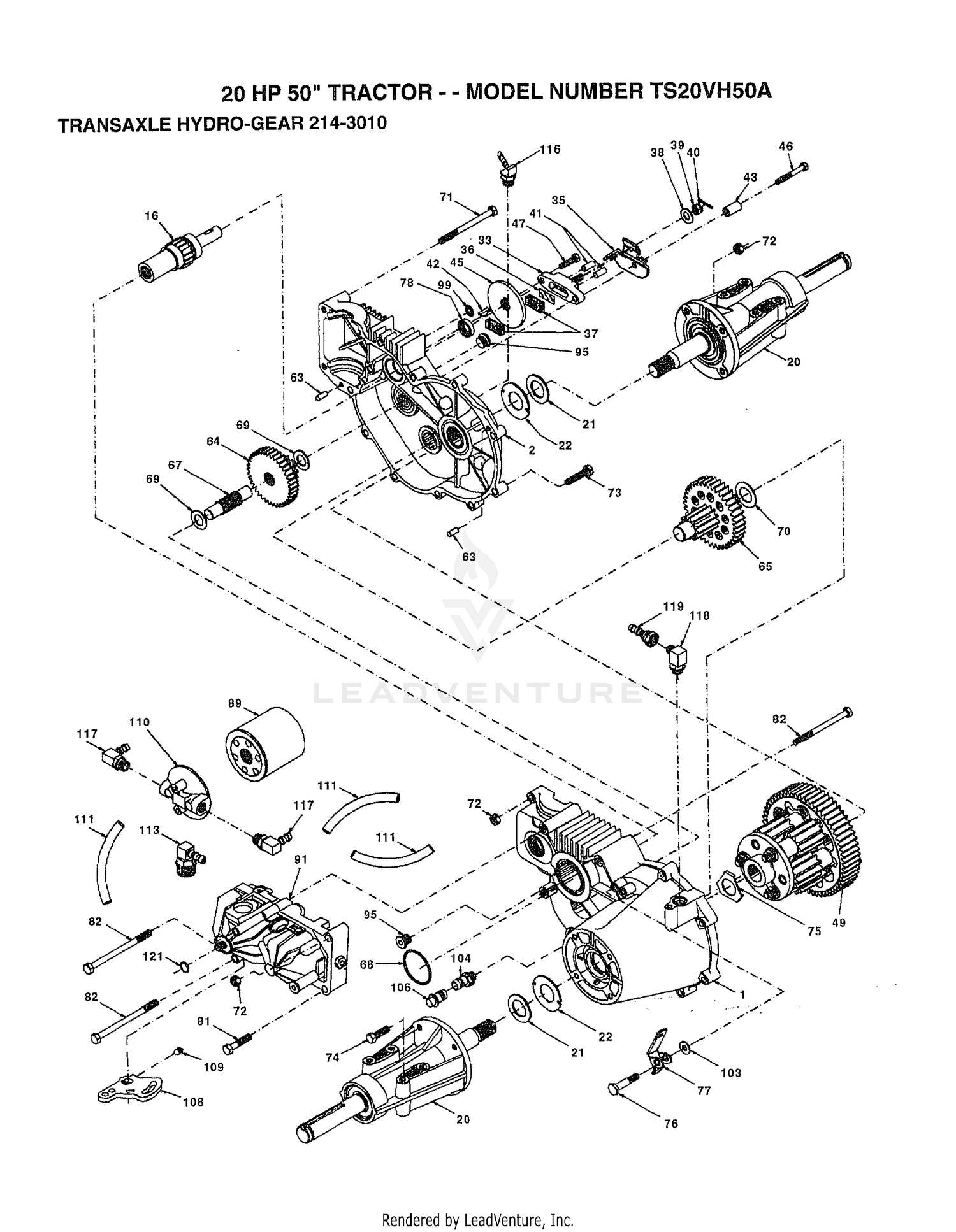 TRANSAXLE HYDRO-GEAR/20 HP 50"