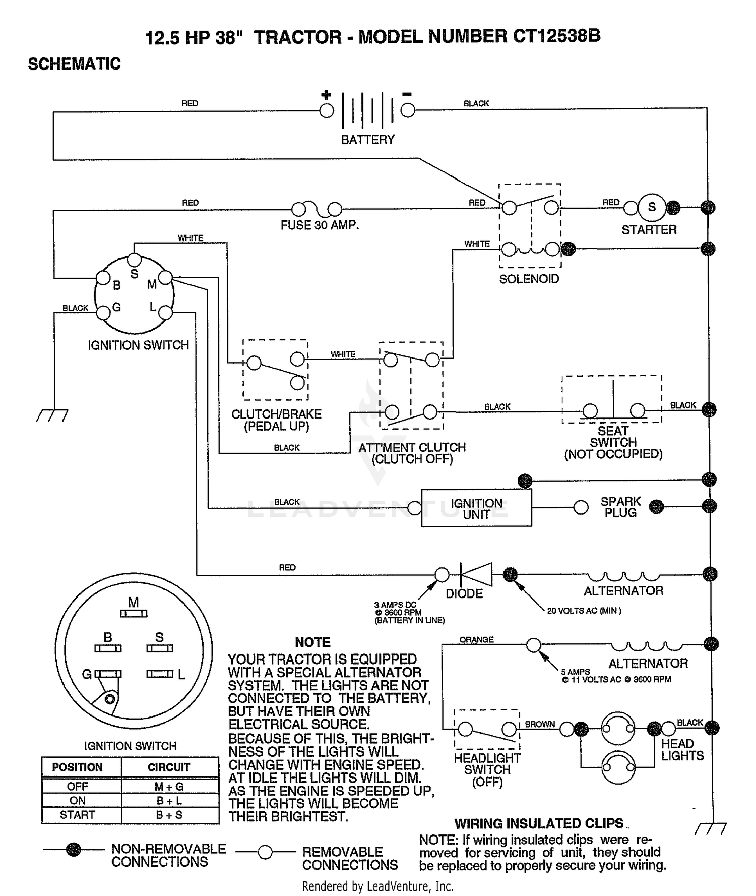 12.5HP 38" TRACTOR-SCHEMATIC