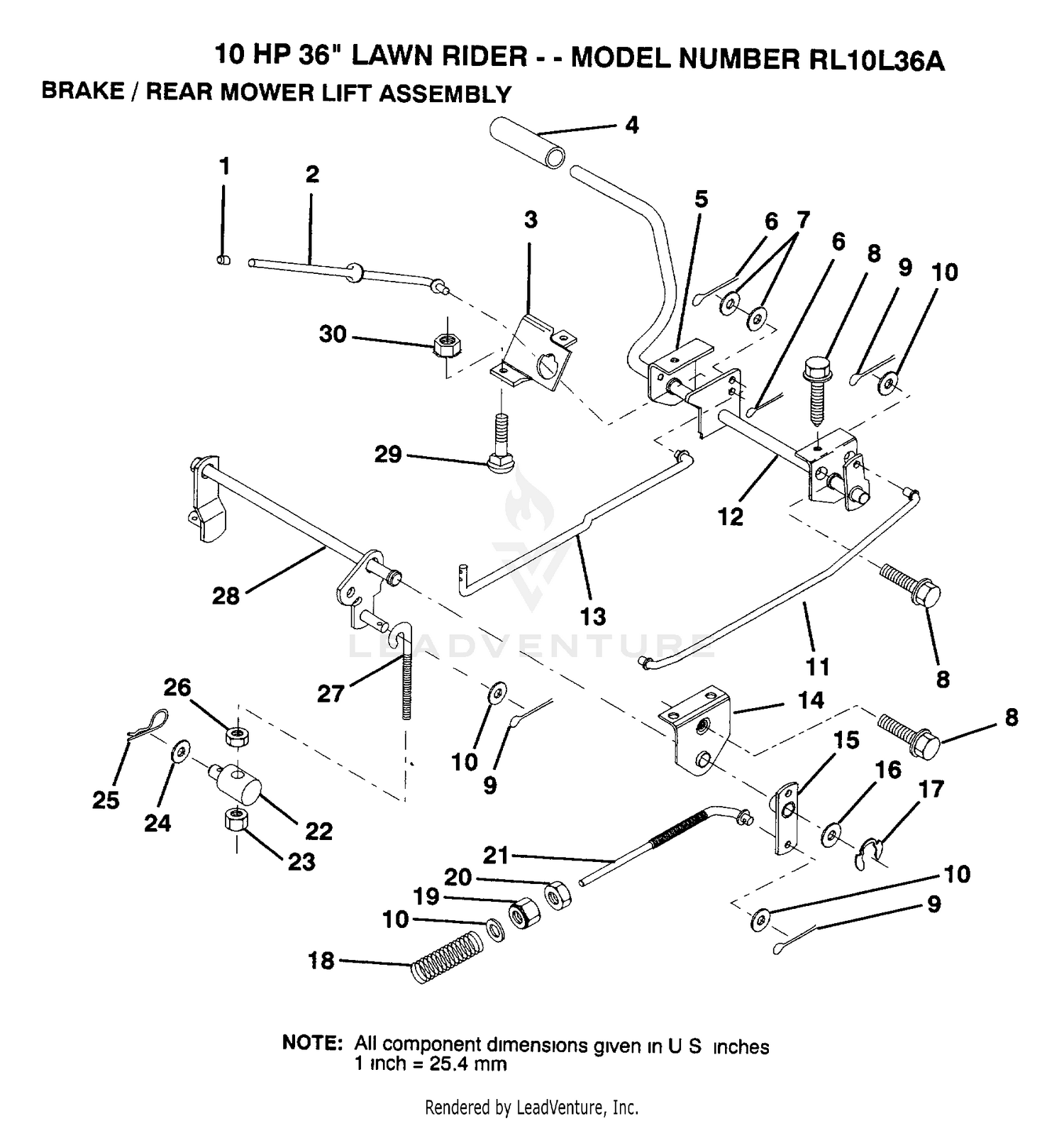 BRAKE/REAR MOWER LIFT