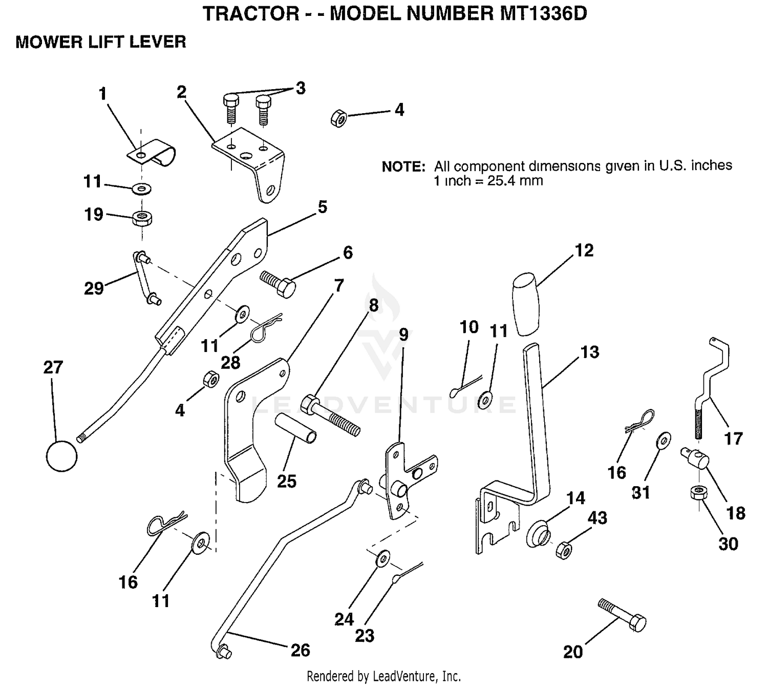MOWER LIFT LEVER