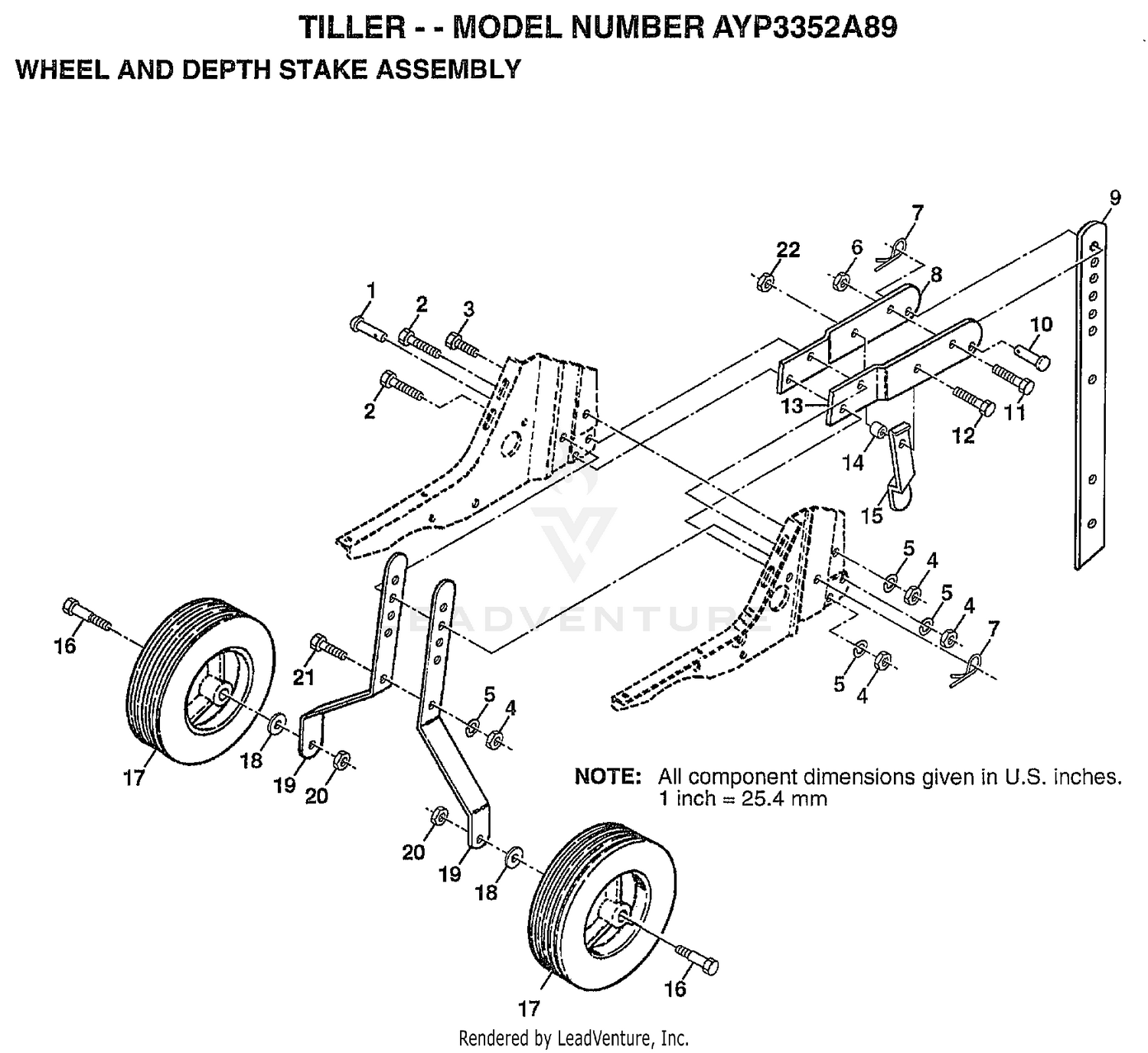 WHEEL AND DEPTH STAKE ASSEMBLY