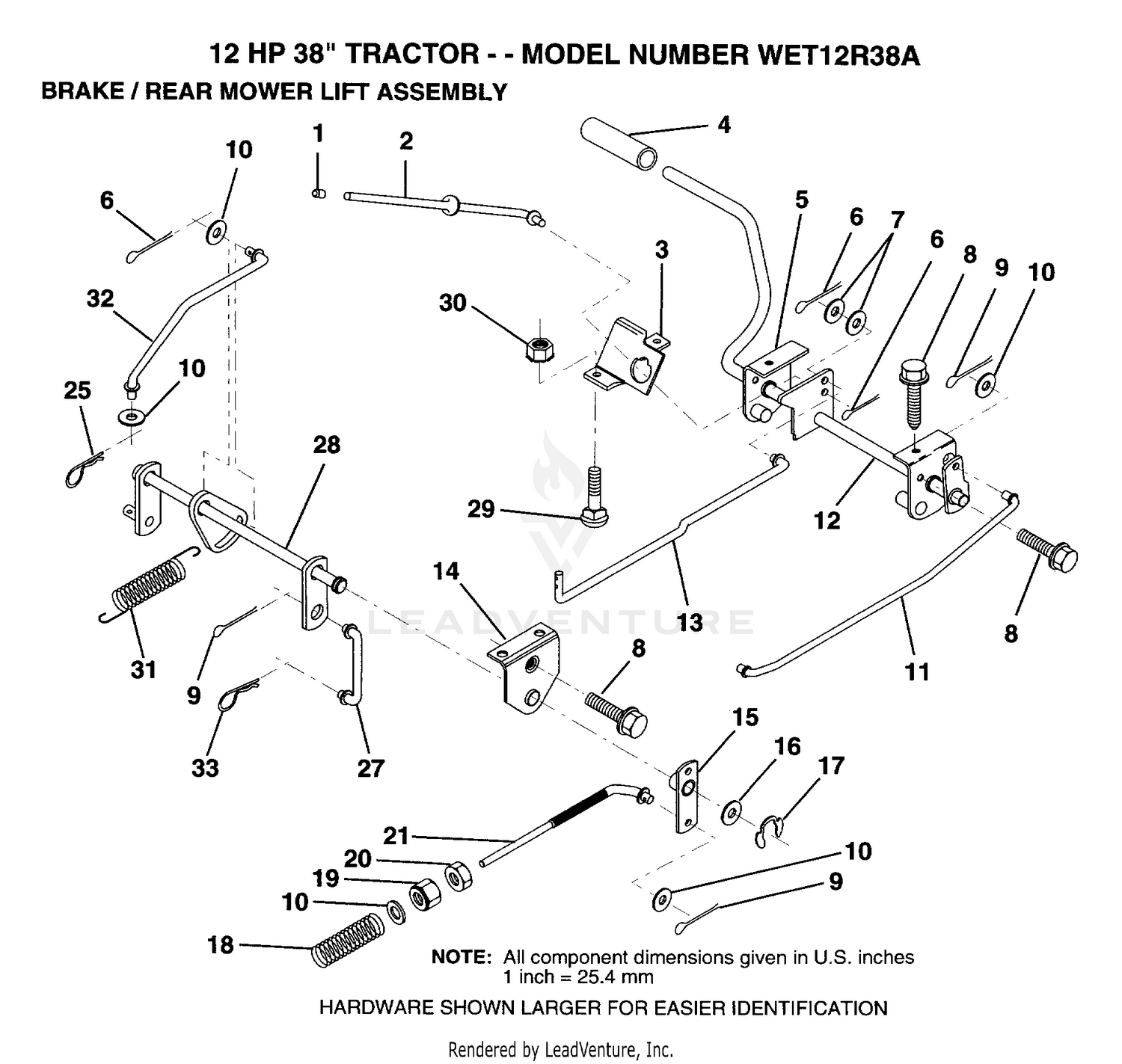 BRAKE AND REAR MOWER LIFT