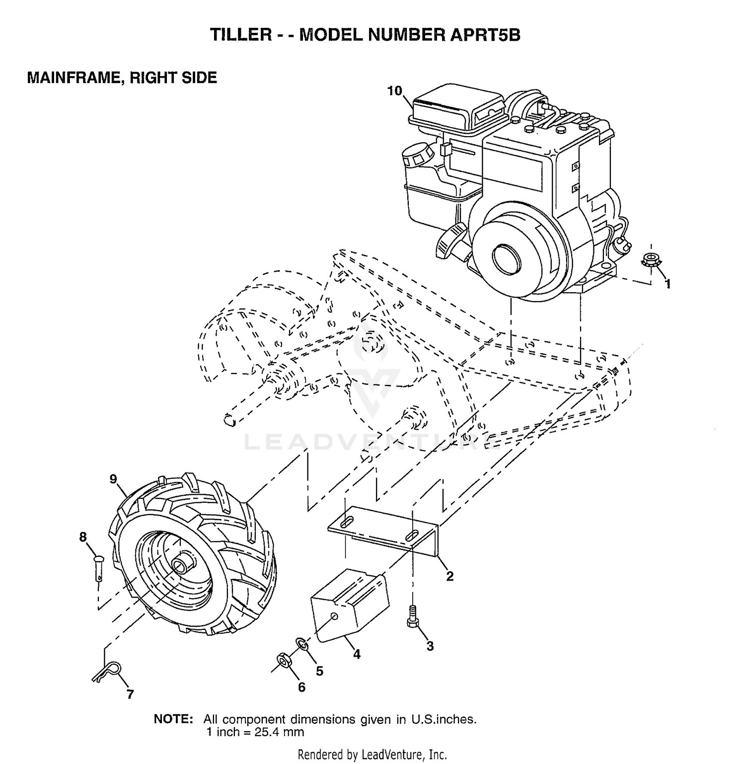 TILLER-MAINFRAME RIGHT SIDE