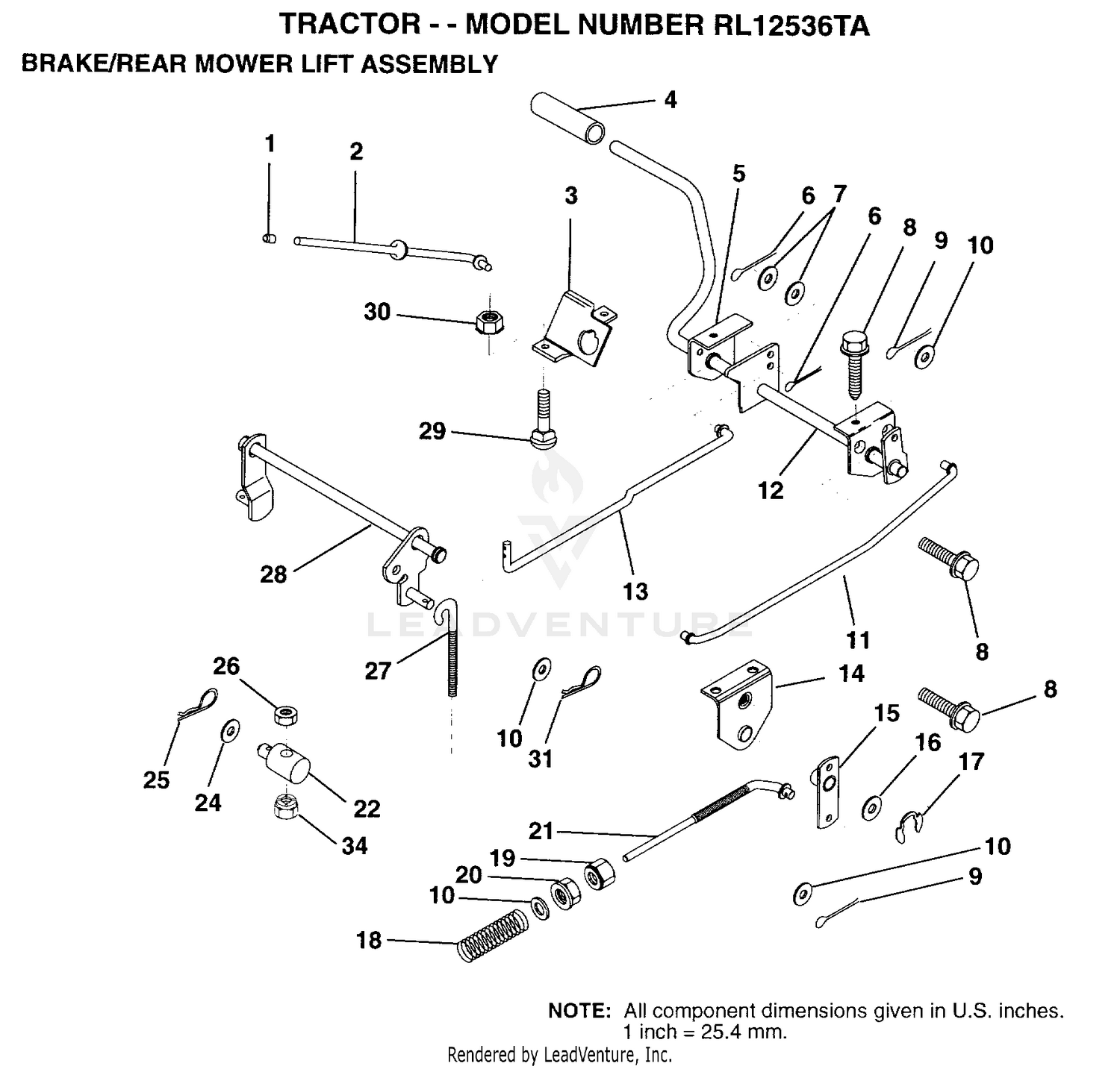 BRAKE/REAR MOWER LIFT