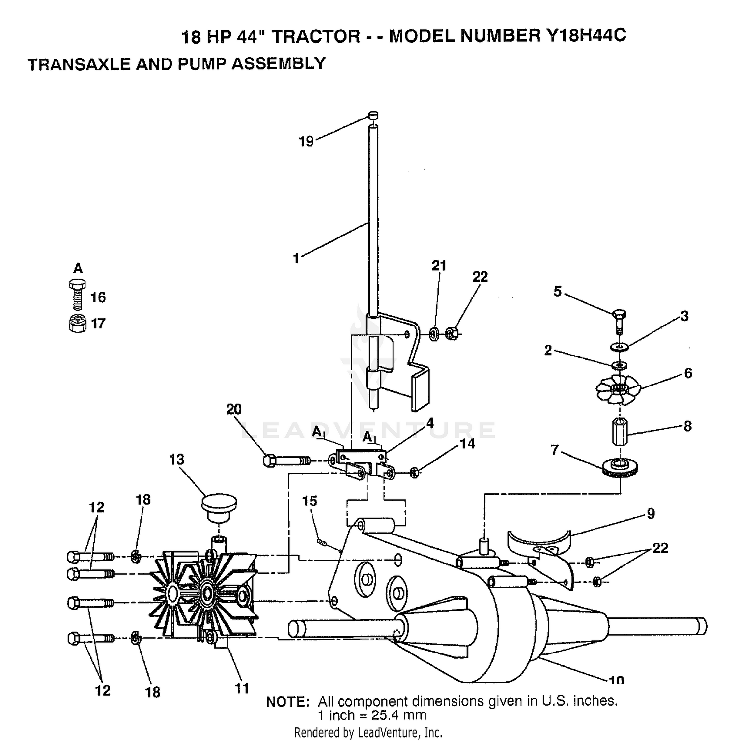 18HP 44" TRANSAXLE AND PUMP ASSEMBLY
