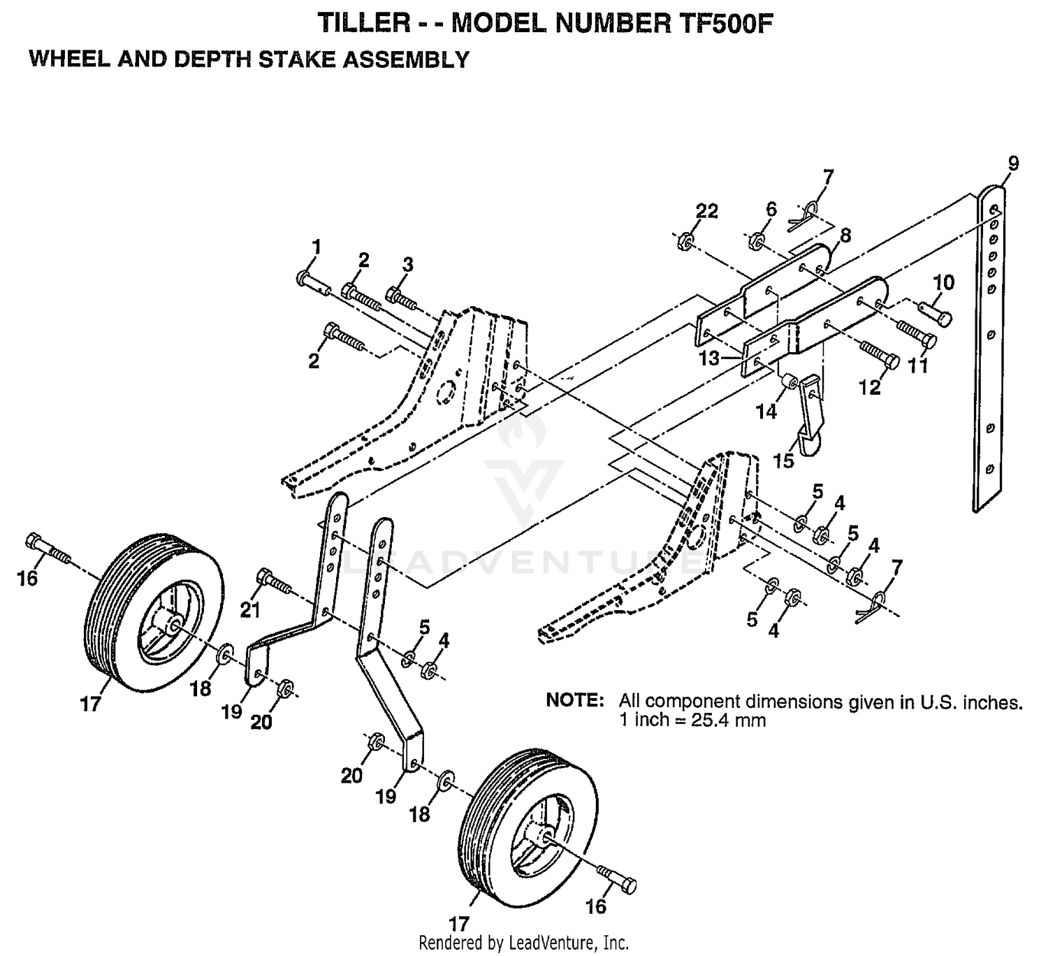 WHEEL AND DEPTH STAKE ASSEMBLY