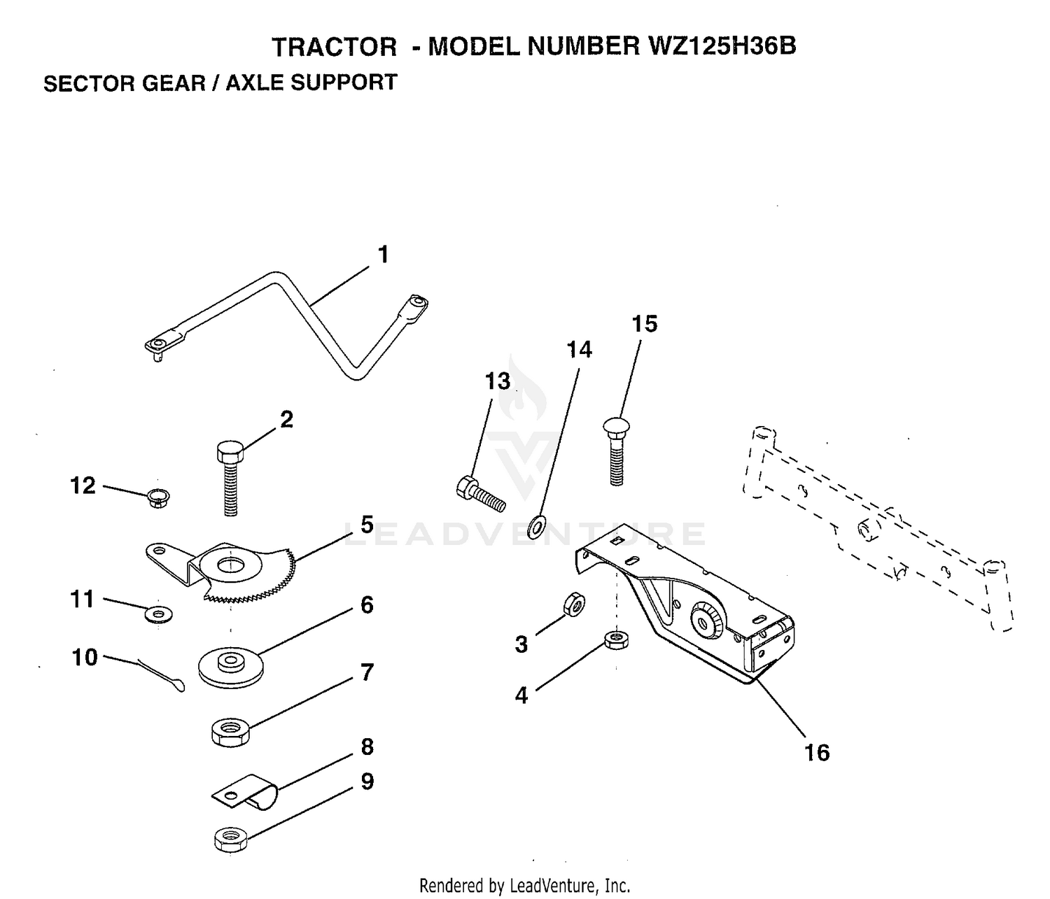 SECTOR GEAR/AXLE SUPPORT