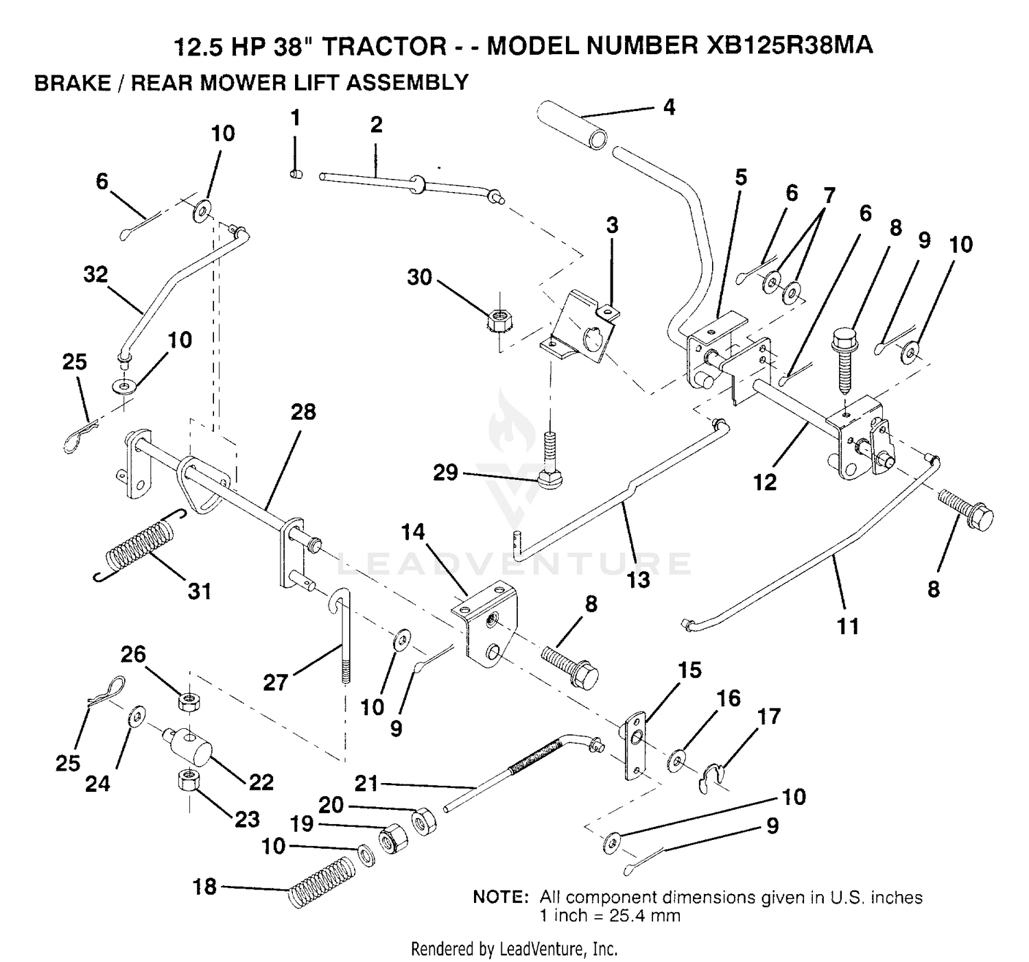 BRAKE AND REAR MOWER LIFT