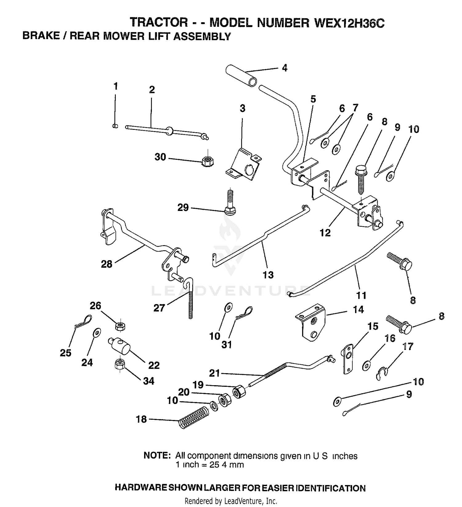 BRAKE/REAR MOWER LIFT