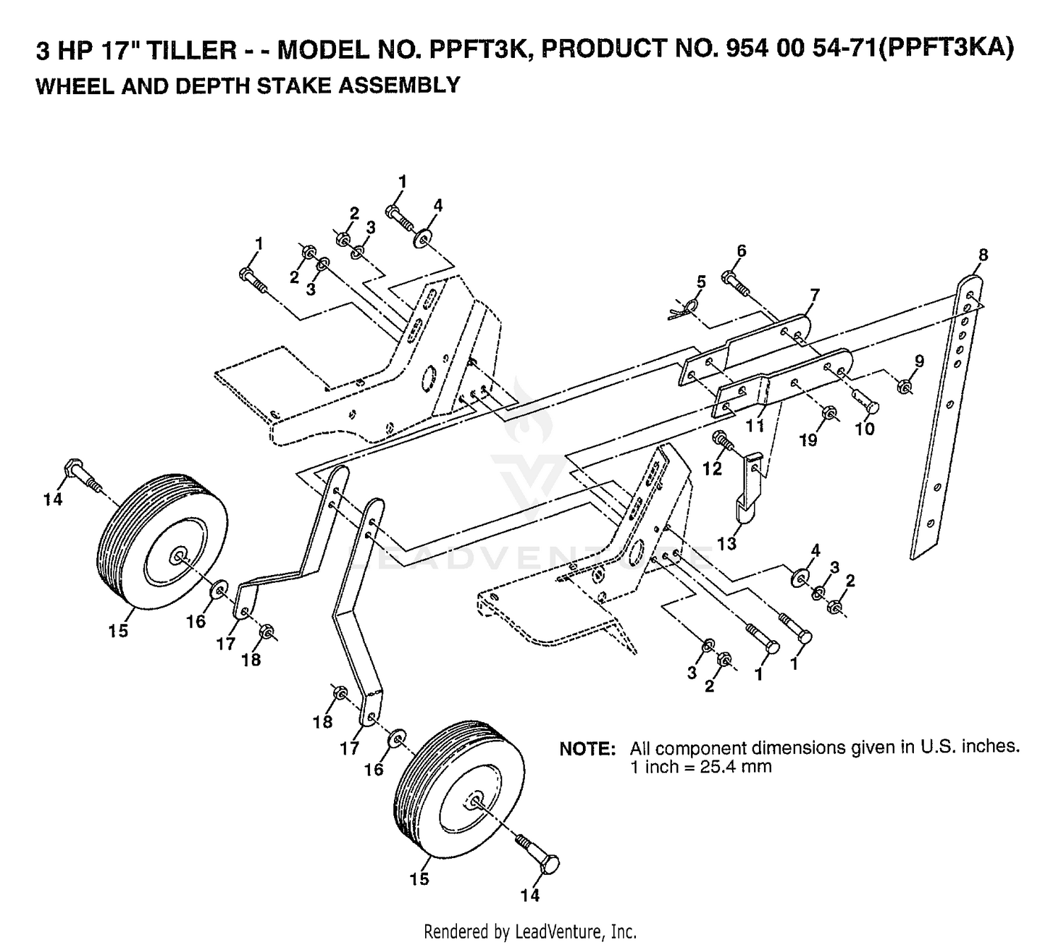 3 HP 17" WHEEL/DEPTH STAKE ASSEMBLY