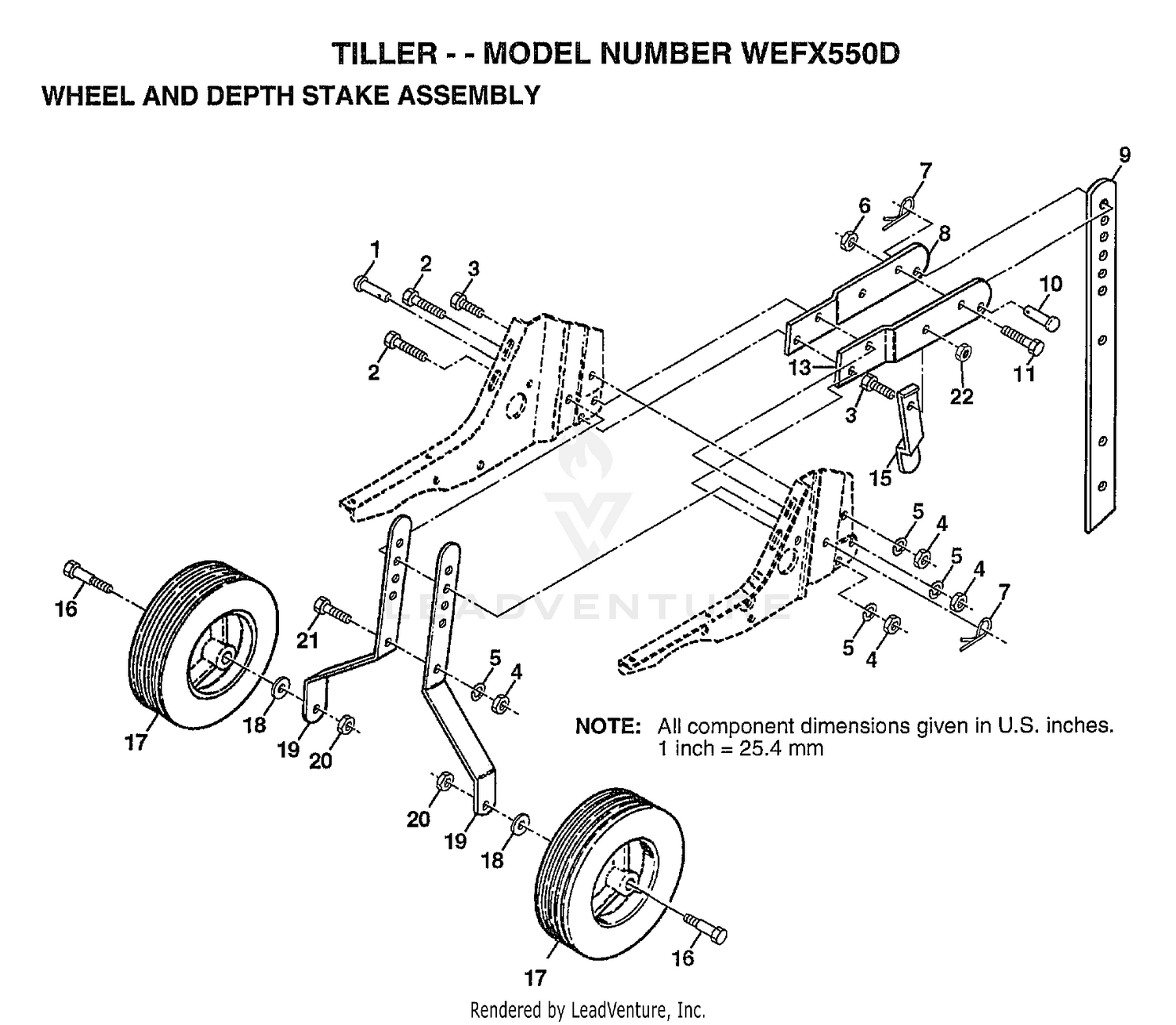 WHEEL AND DEPTH STAKE ASSEMBLY