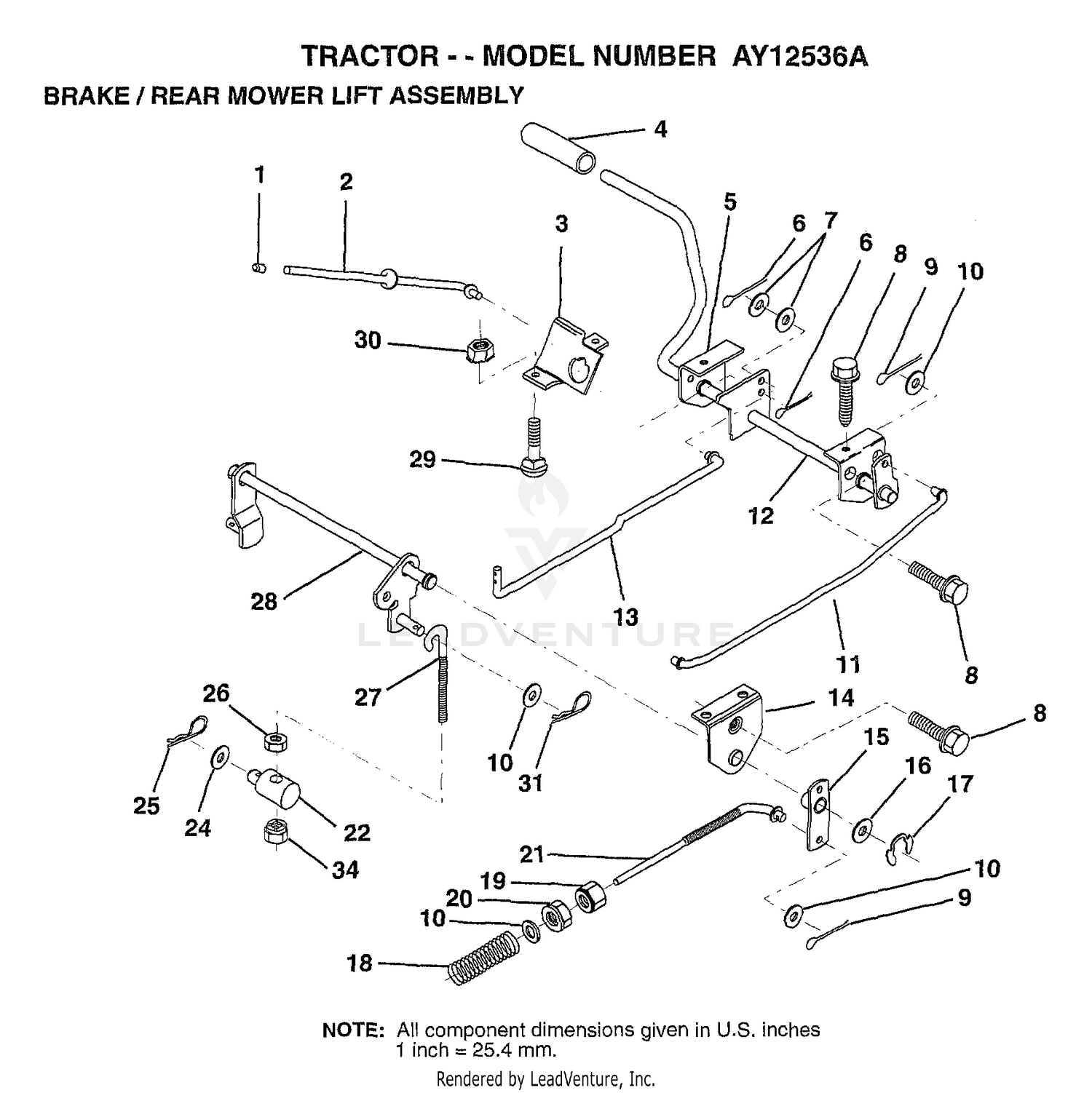 BRAKE/REAR MOWER LIFT
