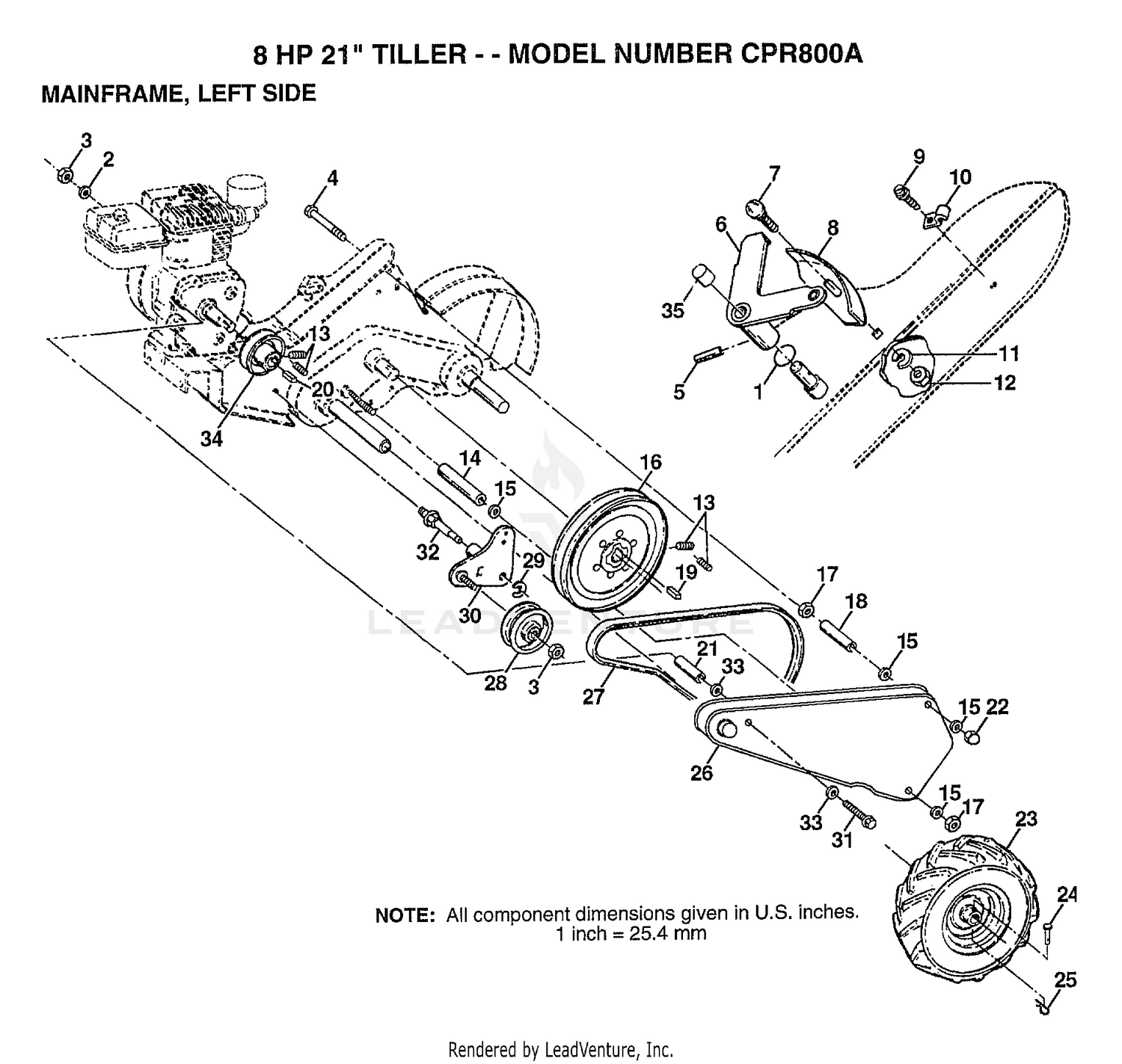 8HP 21" TILLER-MAINFRAME LEFT SIDE