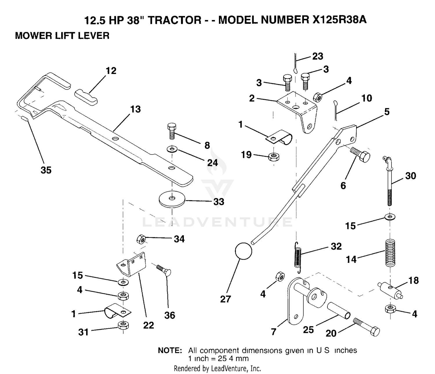 MOWER LIFT LEVER