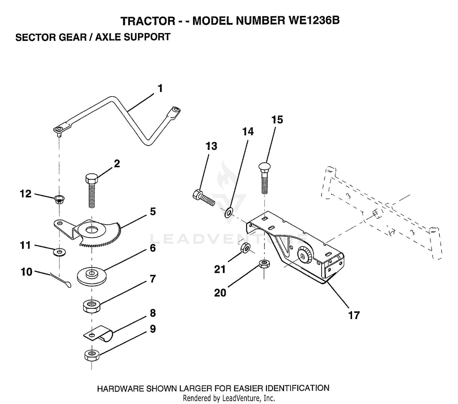 TRACTOR-SECTOR GEAR/AXLE SUPPORT